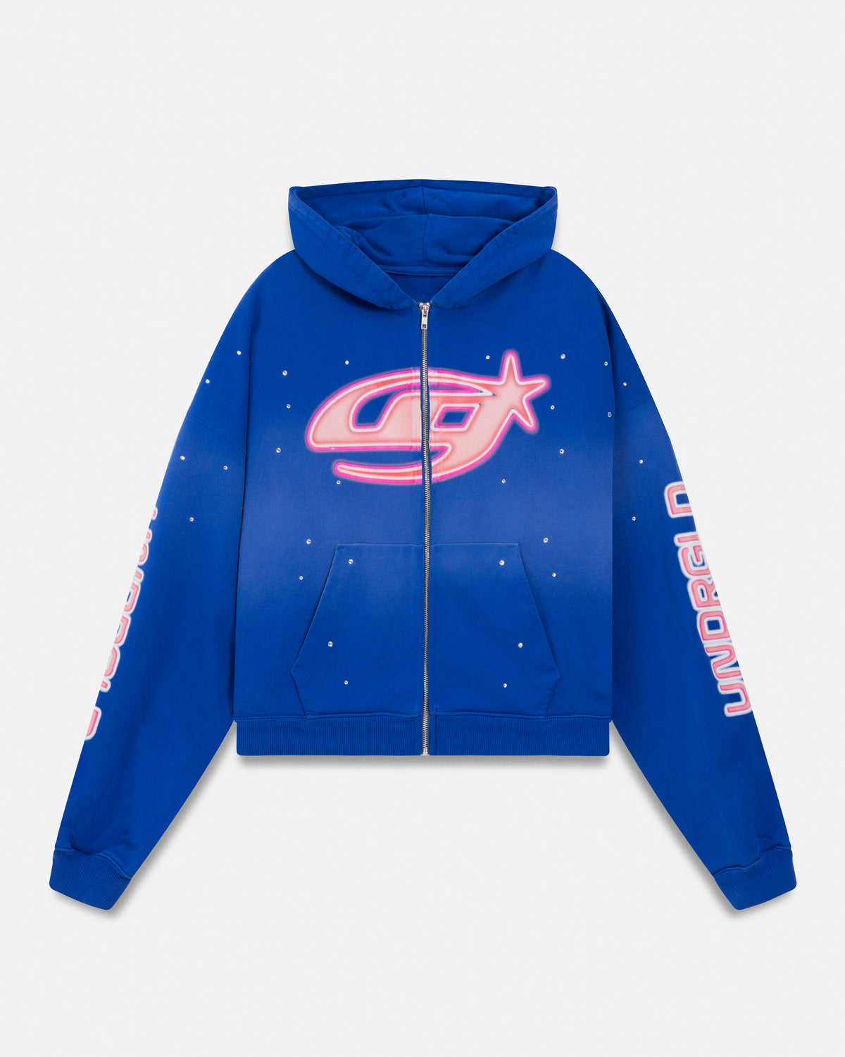 Act 1 Neon Zip Up Boxy Fit Hoodie Electric Blue