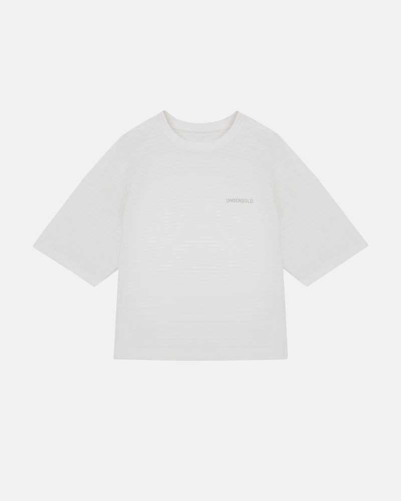 Basics Logo Textured Boxy Tshirt White