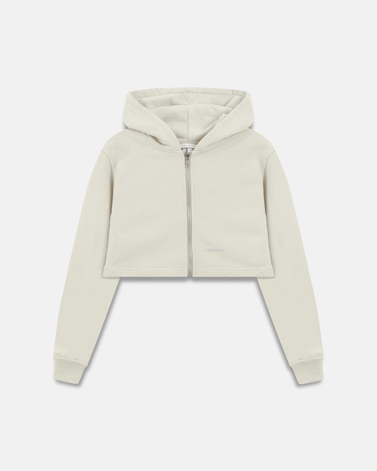 Line Basic Slim Fit Zip Up Cropped Hoodie White