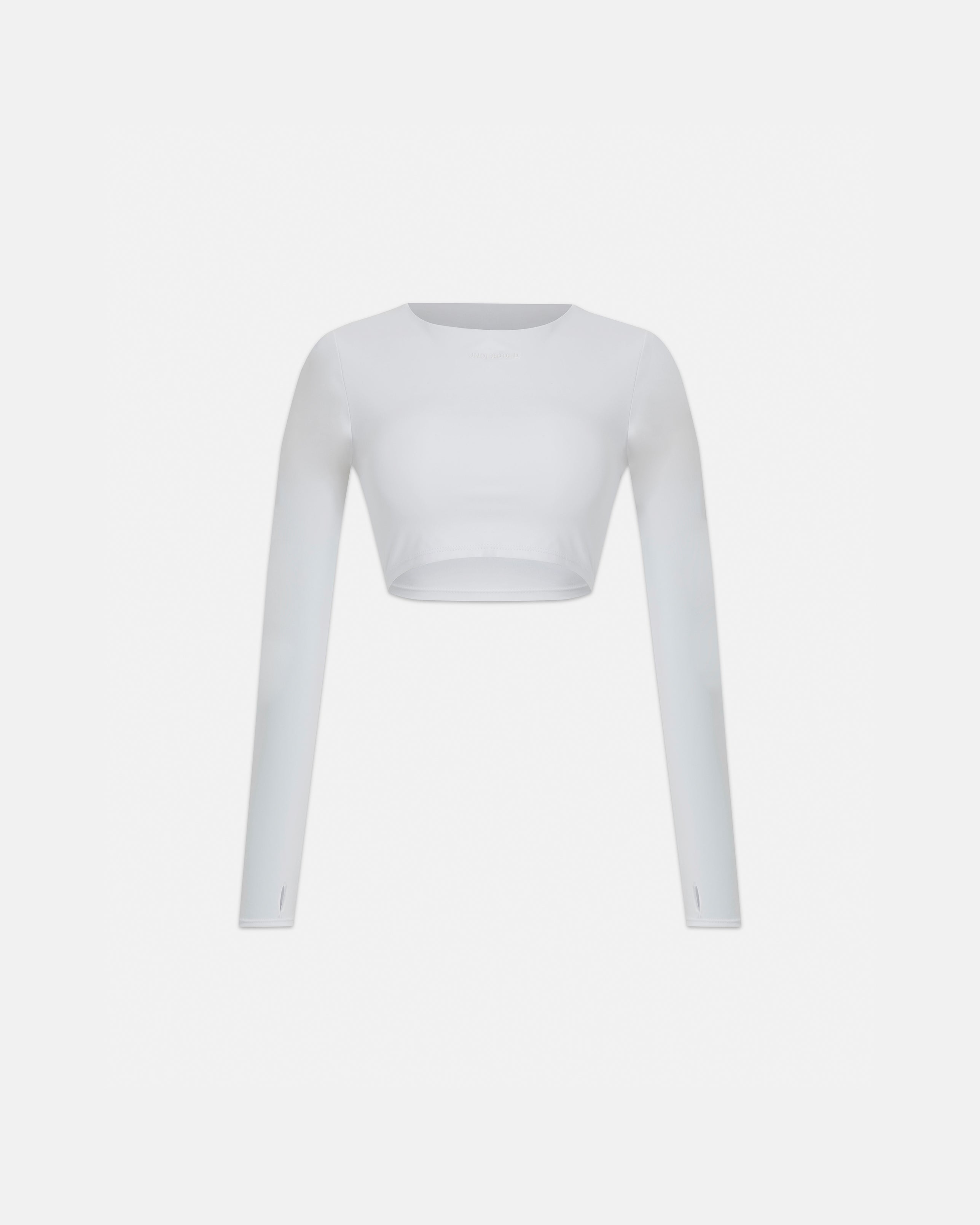 Line Basic Long Sleeve Cropped Tshirt White