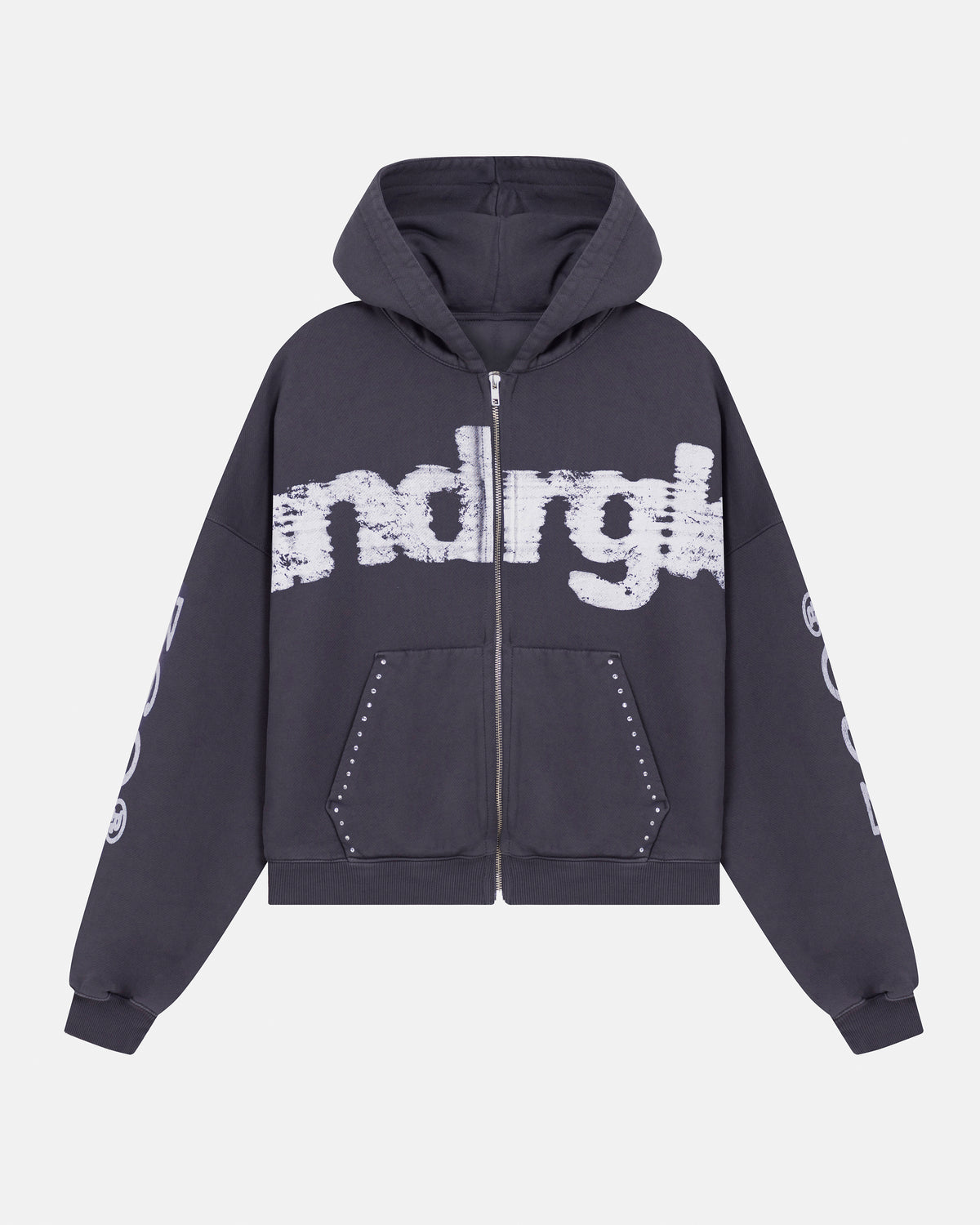 Revelation UNDRGLD Zip Up Boxy Fit Hoodie Vintage Gray