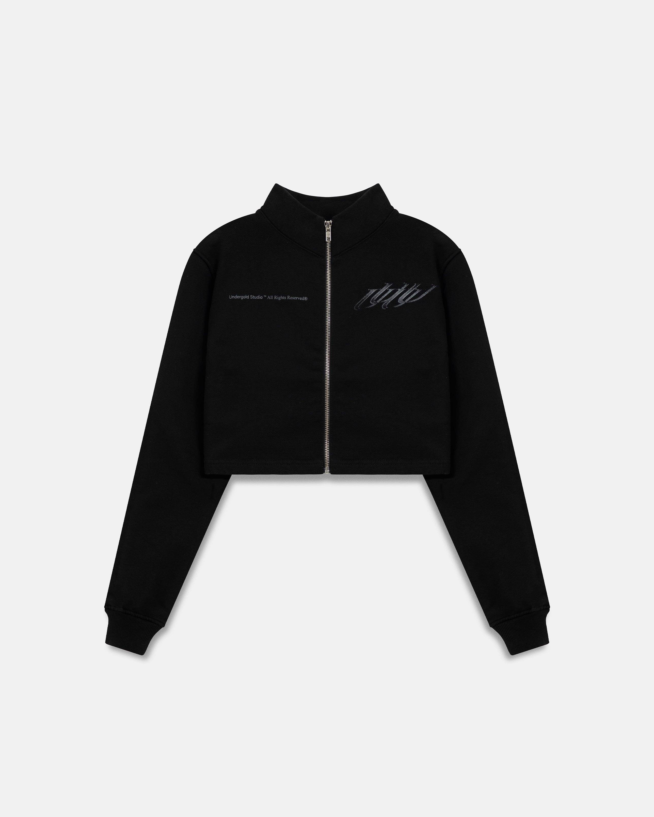 W Spring Unity Zip Up Slim Fit Crewneck Black