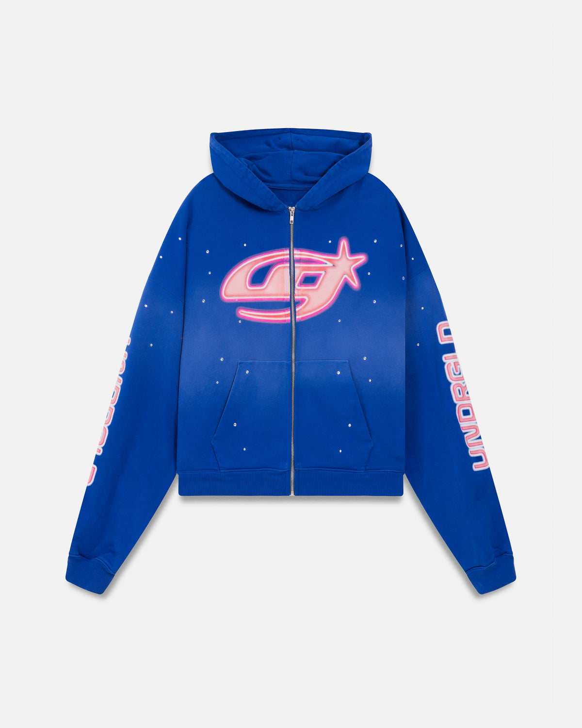 W Act 1 Neon Zip Up Boxy Fit Hoodie Electric Blue