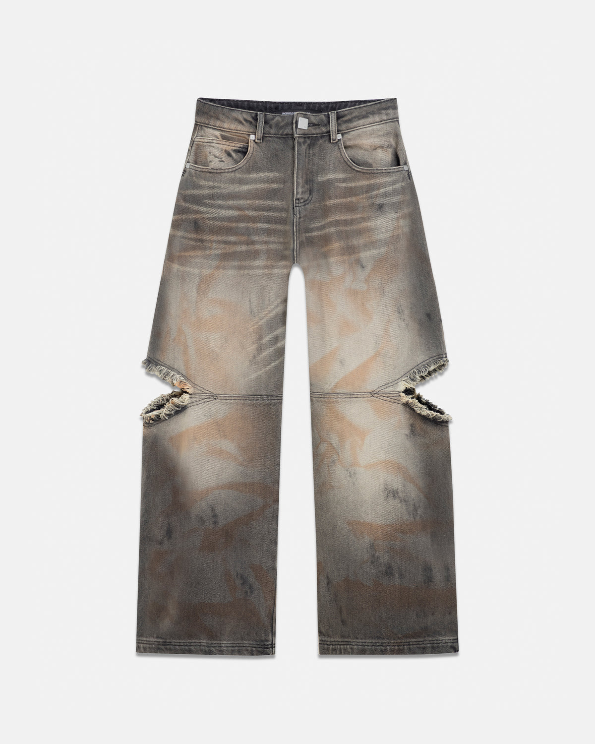 W Holy State UNDGLD Split Knee Wide Jeans Mechanic Gray