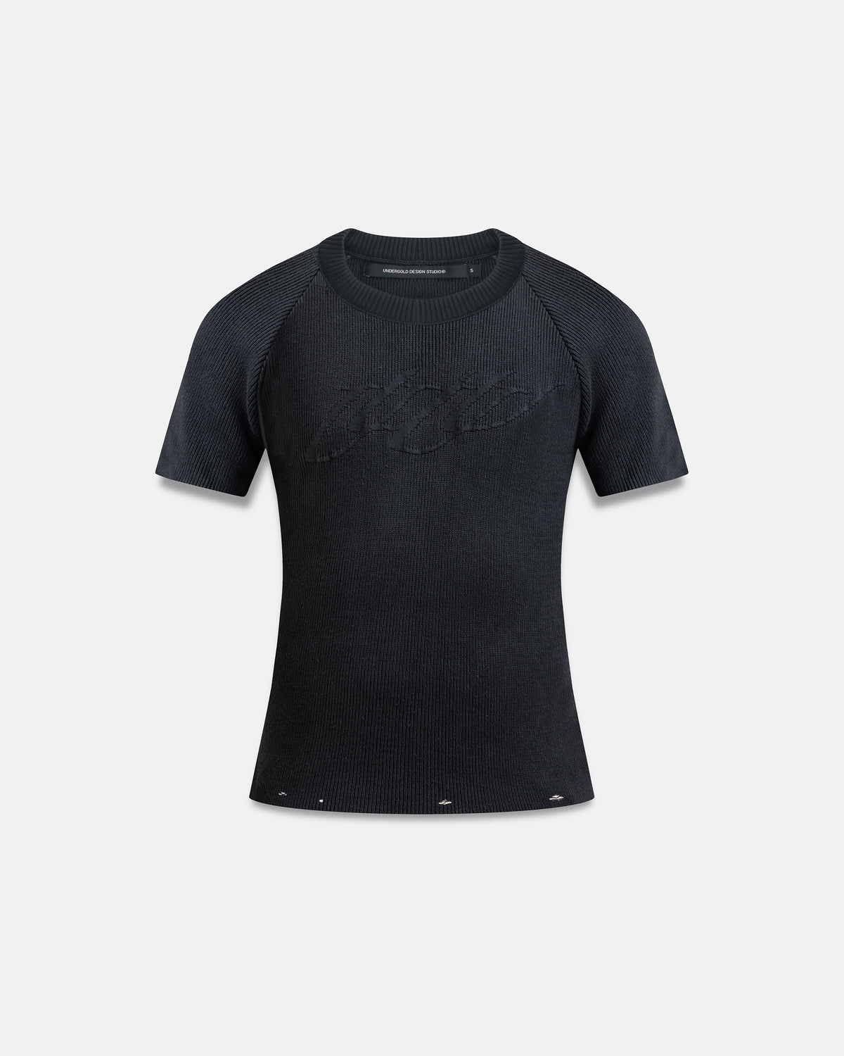 Spring Unity Destroyed Knitted Baby Tee Vintage Black