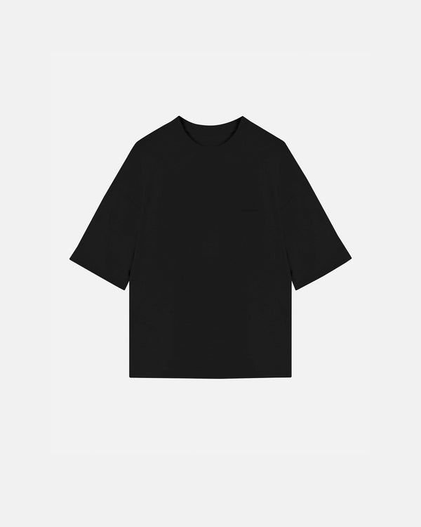 Basics Logo Ribbed Boxy Tshirt Black