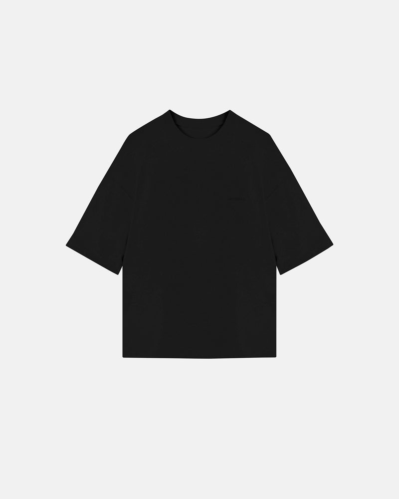 Basics Logo Ribbed Boxy Tshirt Black