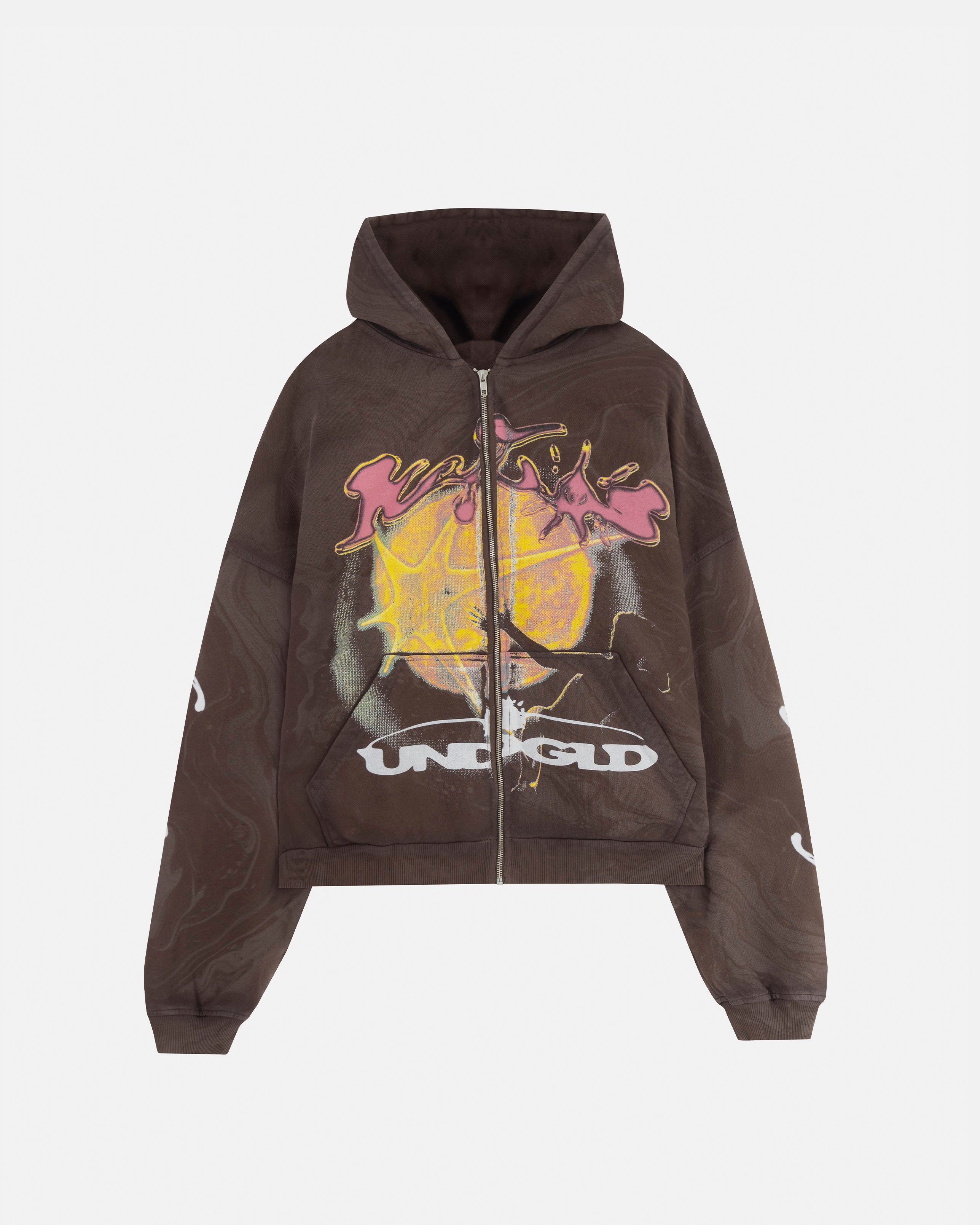 Helios Sun Zip Up Hoodie Oil Brown