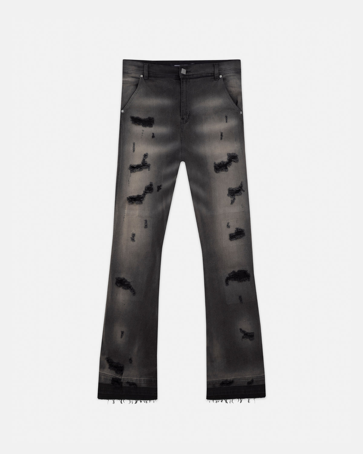 Act 1 UG Star Ripped Flare Jean Washed Black