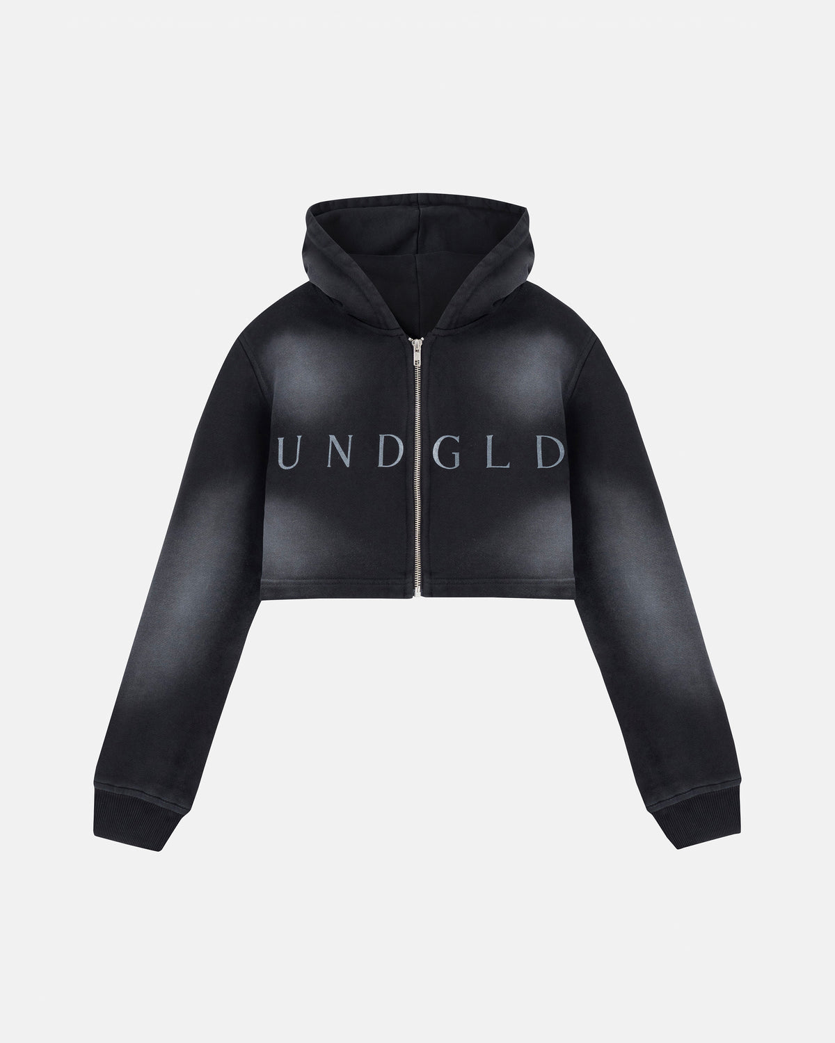 Eternal UNDGLD Slim Fit Zip Up Cropped Hoodie Smoky Black