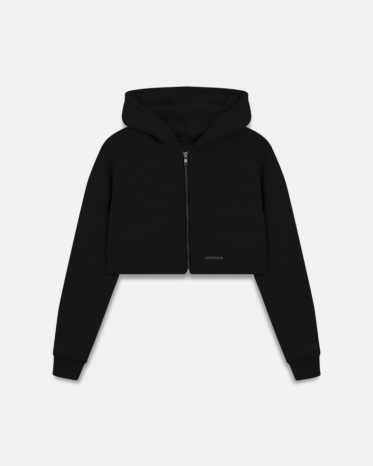 Line Basic Slim Fit Zip Up Cropped Hoodie Black
