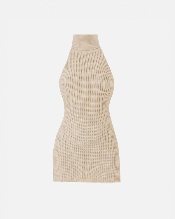 Basics Turtleneck Knitted Dress Cream