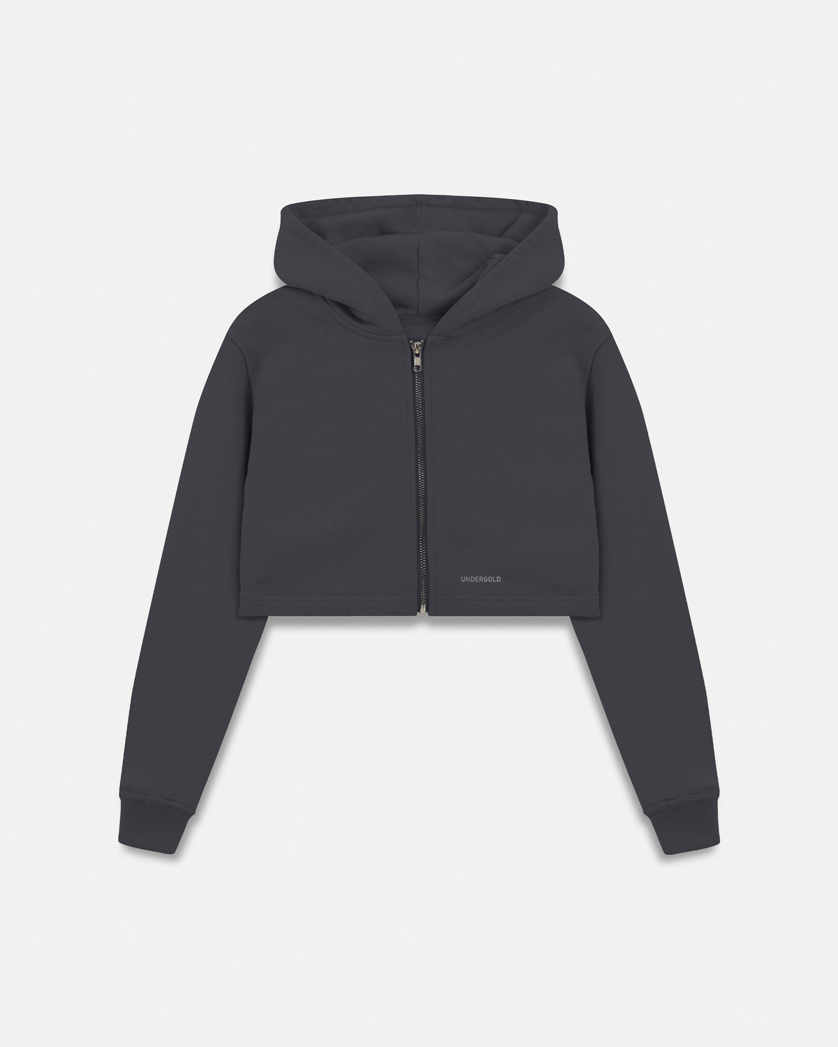 Line Basic Slim Fit Zip Up Cropped Hoodie Dark Gray