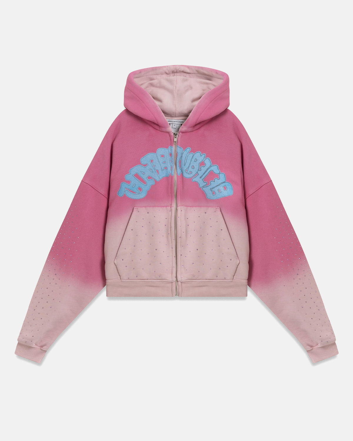 W Holy State UNDRGLD Zip Up Boxy Fit Hoodie Faded Pink