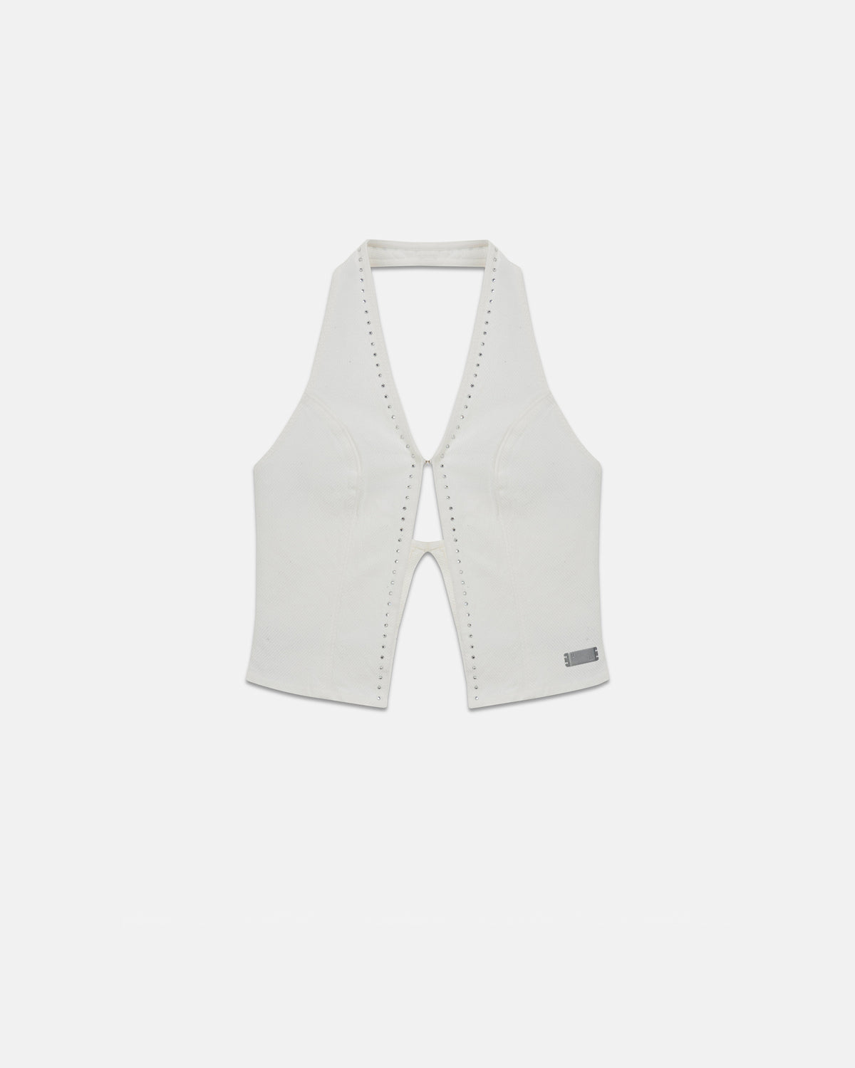 W Basics Rhinestone Top Vest White
