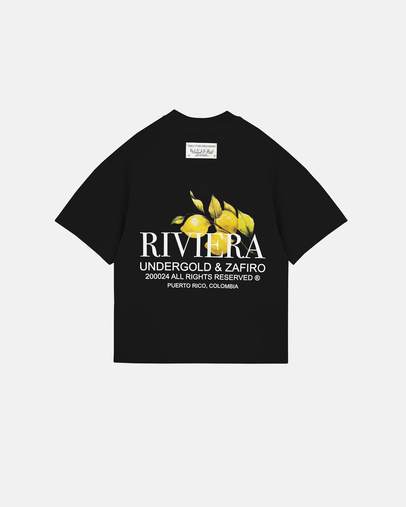 Riviera Lemon Tree Boxy Tshirt Black