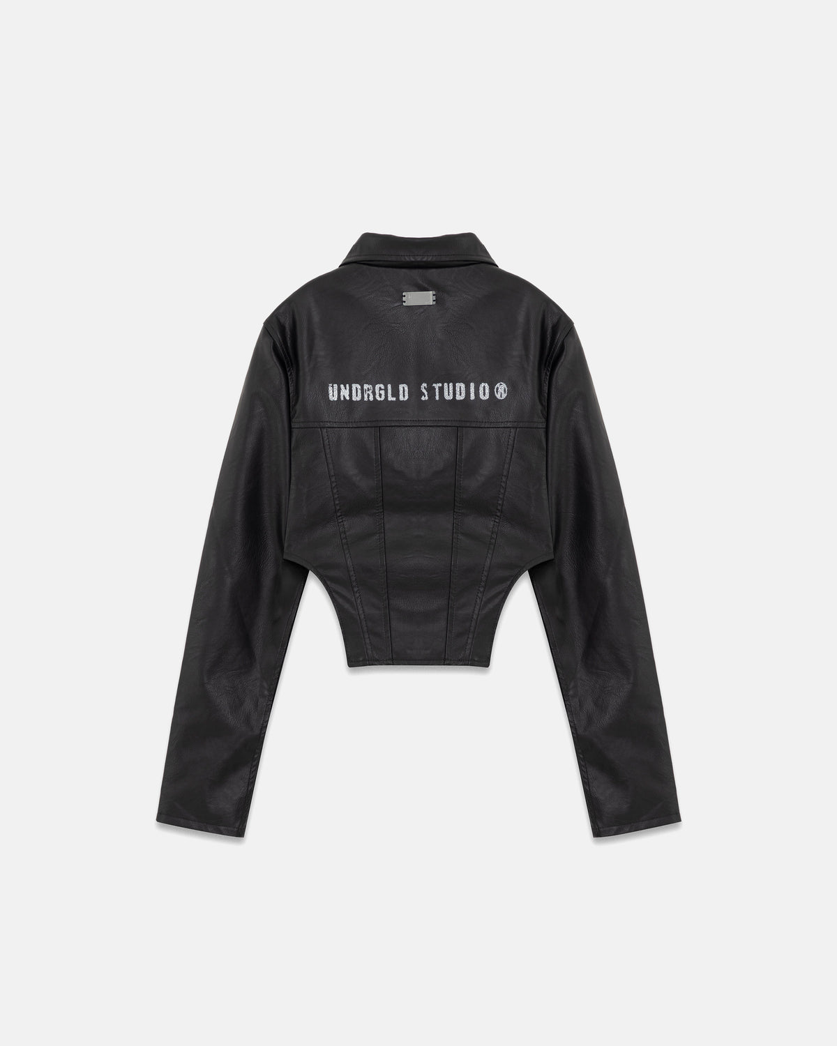 W 94' Worn Logo Pleather Aviator Jacket Black