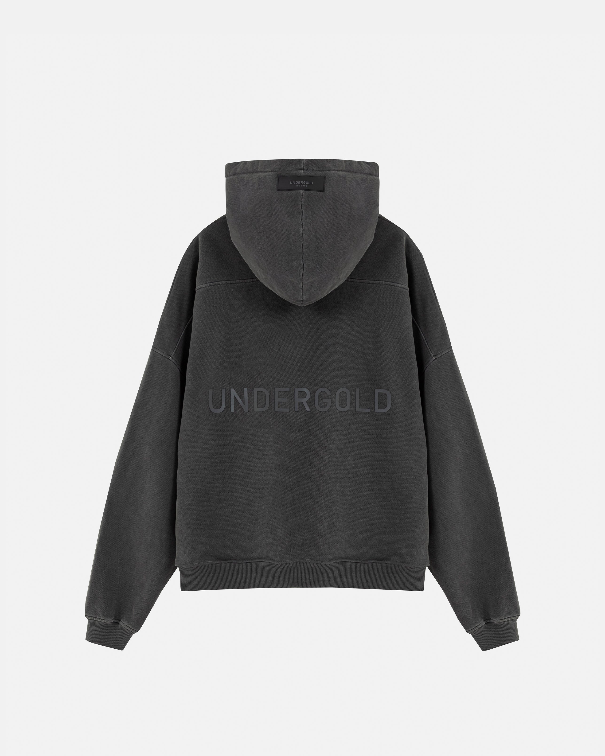 Line Logo Zip Up Hoodie Old Gray