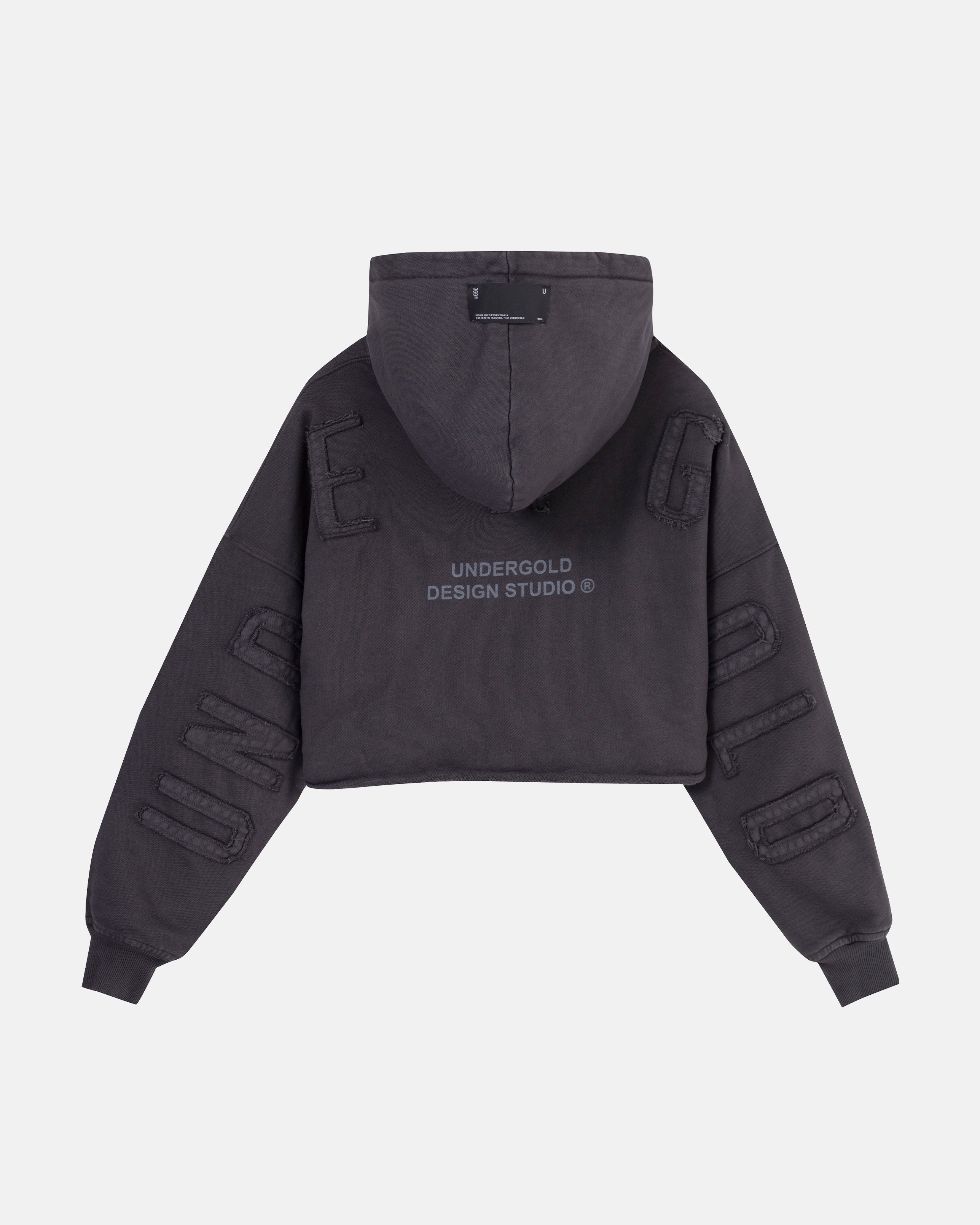 W Stardust Basic Cropped Hoodie Vintage Gray