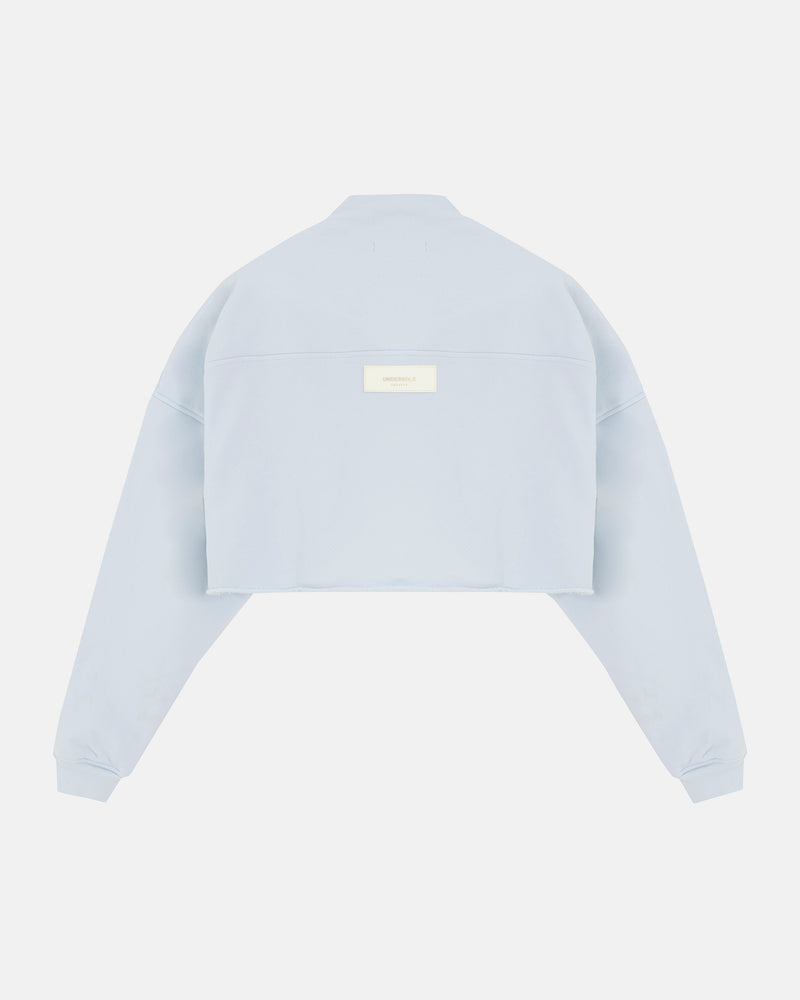 Basics Cropped Zip Up Crewneck Baby Blue