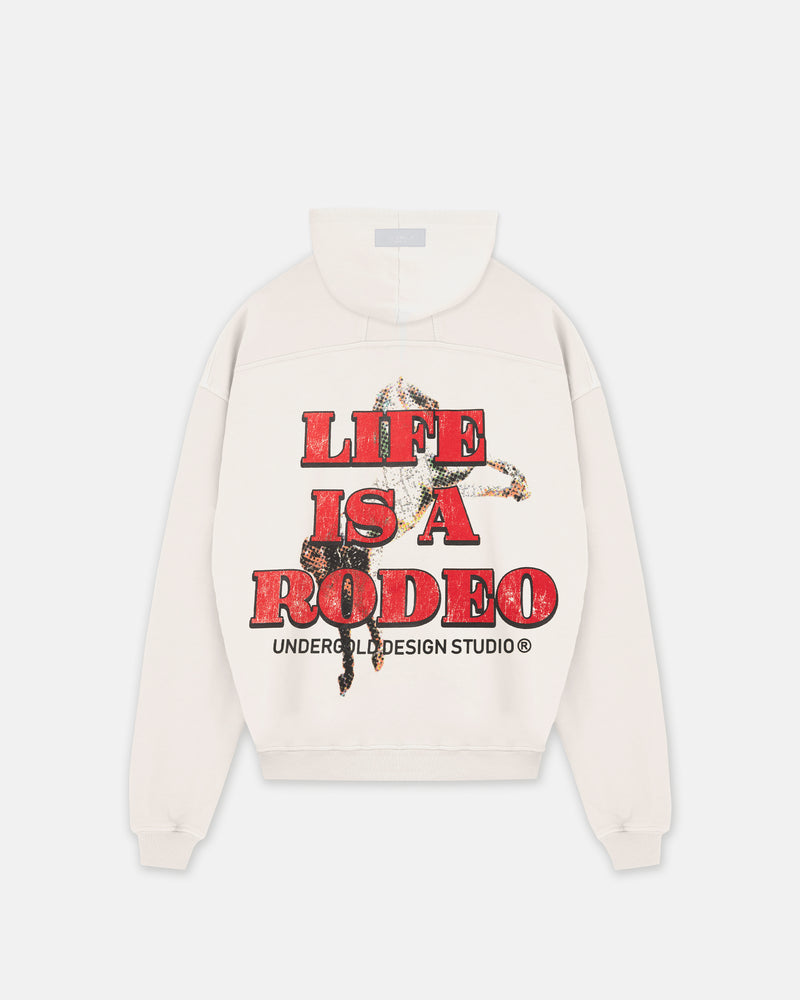 Rodeo "Life is a Rodeo" Zip Up Hoodie White