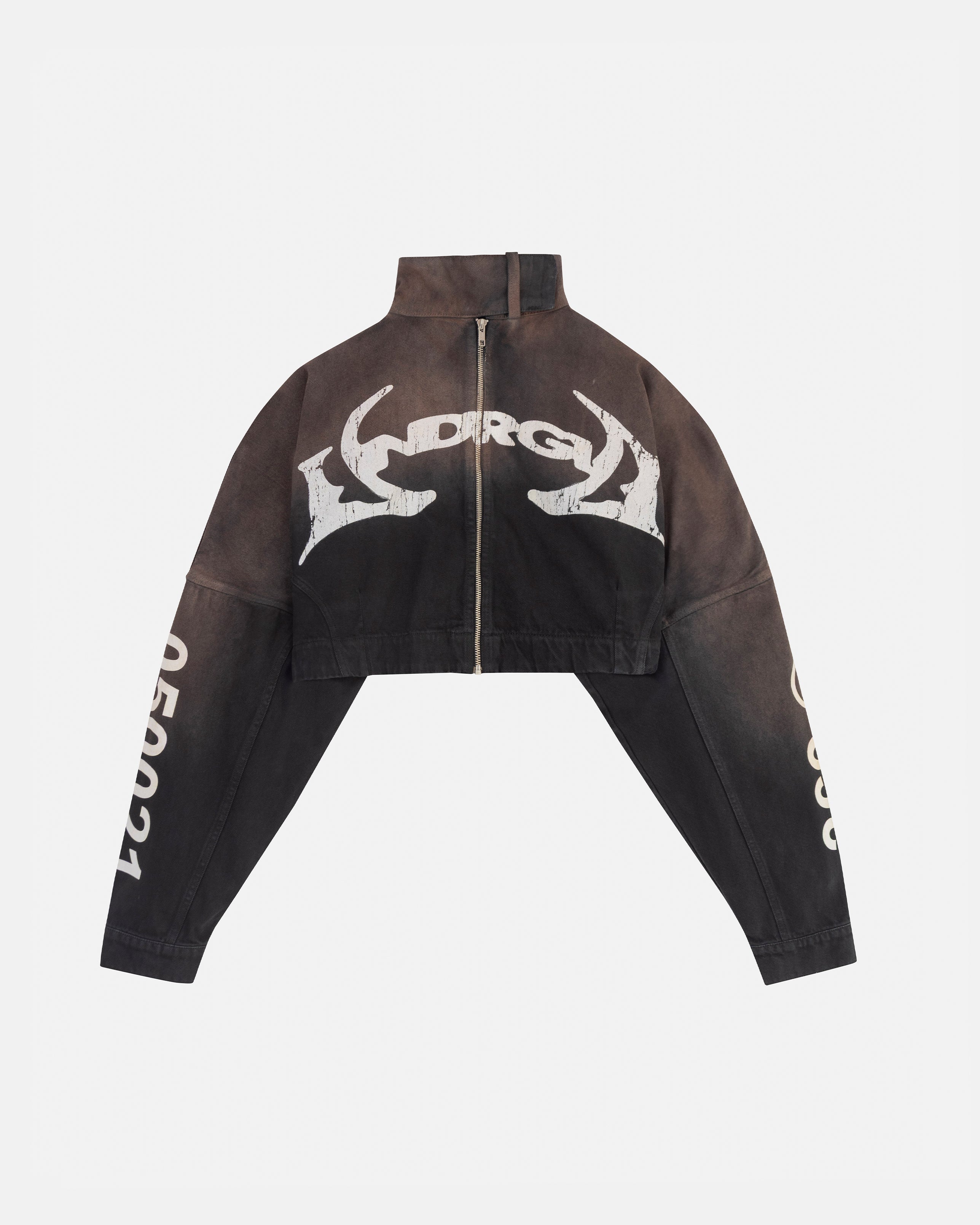 W Thunder Rider Pegasus Cropped Zip Up Jacket Rusty Black