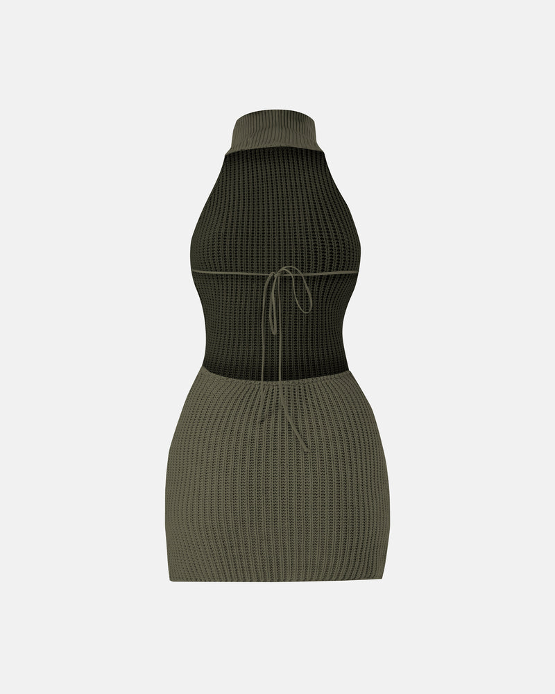 Basics Turtleneck Knitted Dress Green