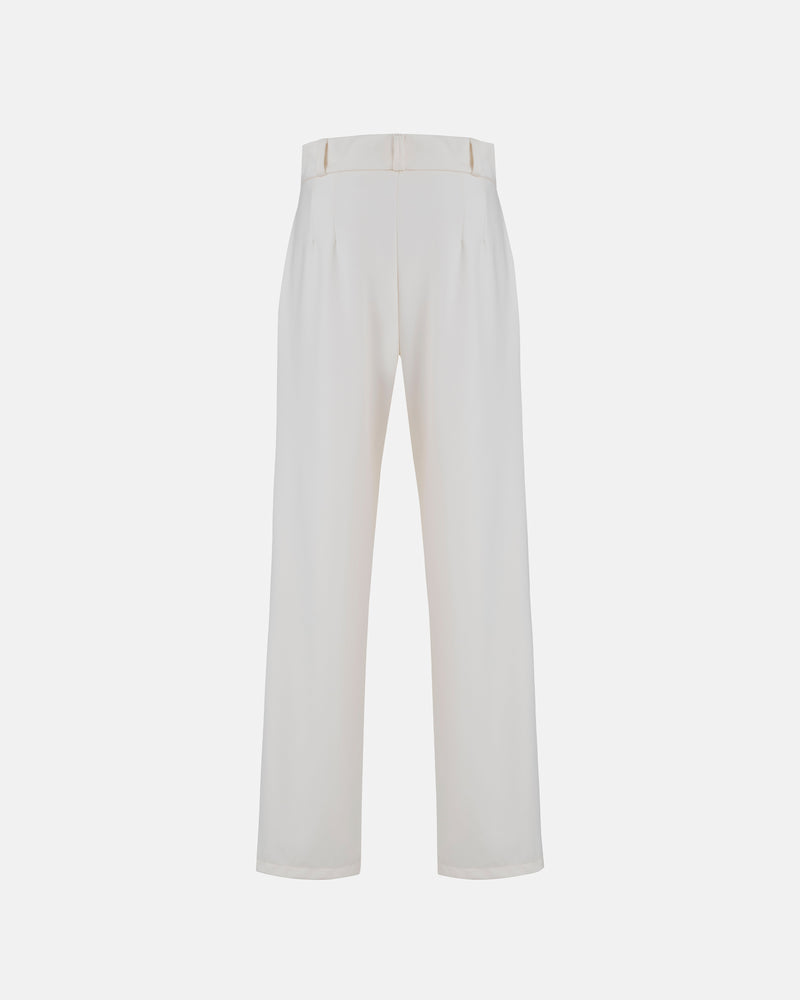 Basics Buckled Tailored Trousers Cream