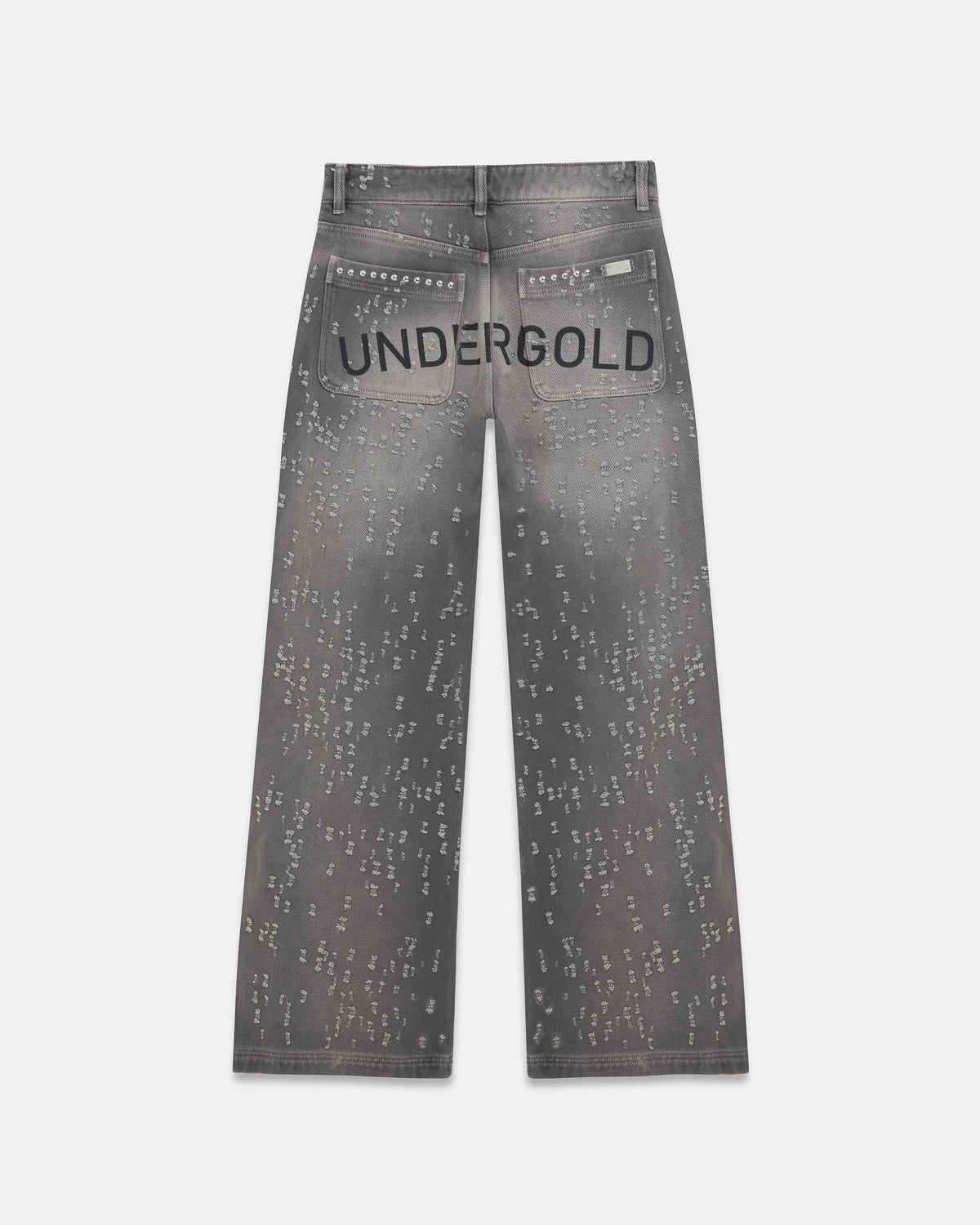 W Holy State Ripped Wide Jeans Washed Gray