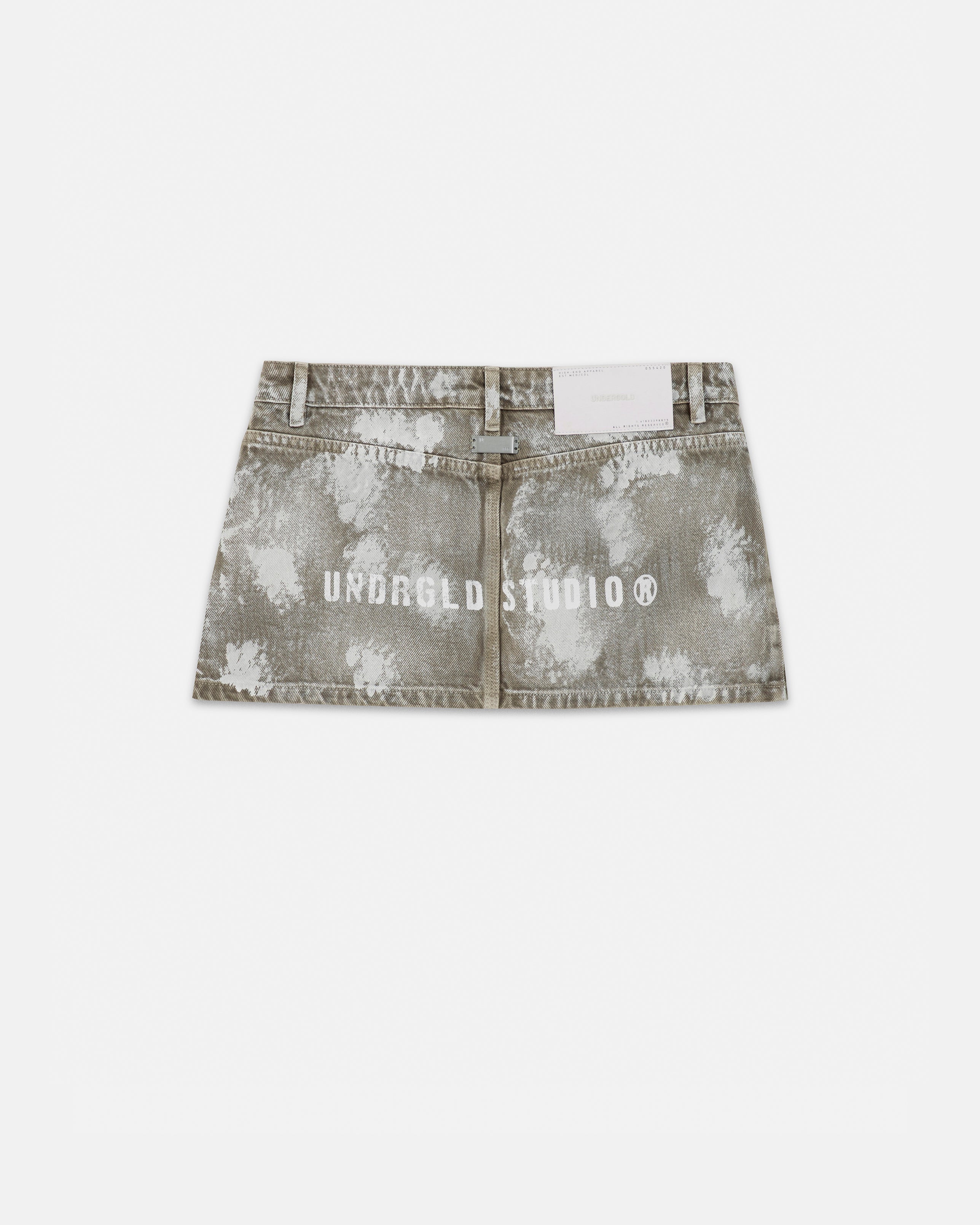W 94' Worn Logo Mini Skirt Smoke Gray