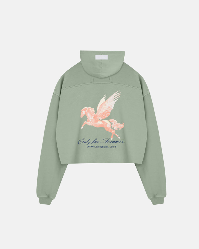 Dreamers Pegasus Cropped Hoodie Green