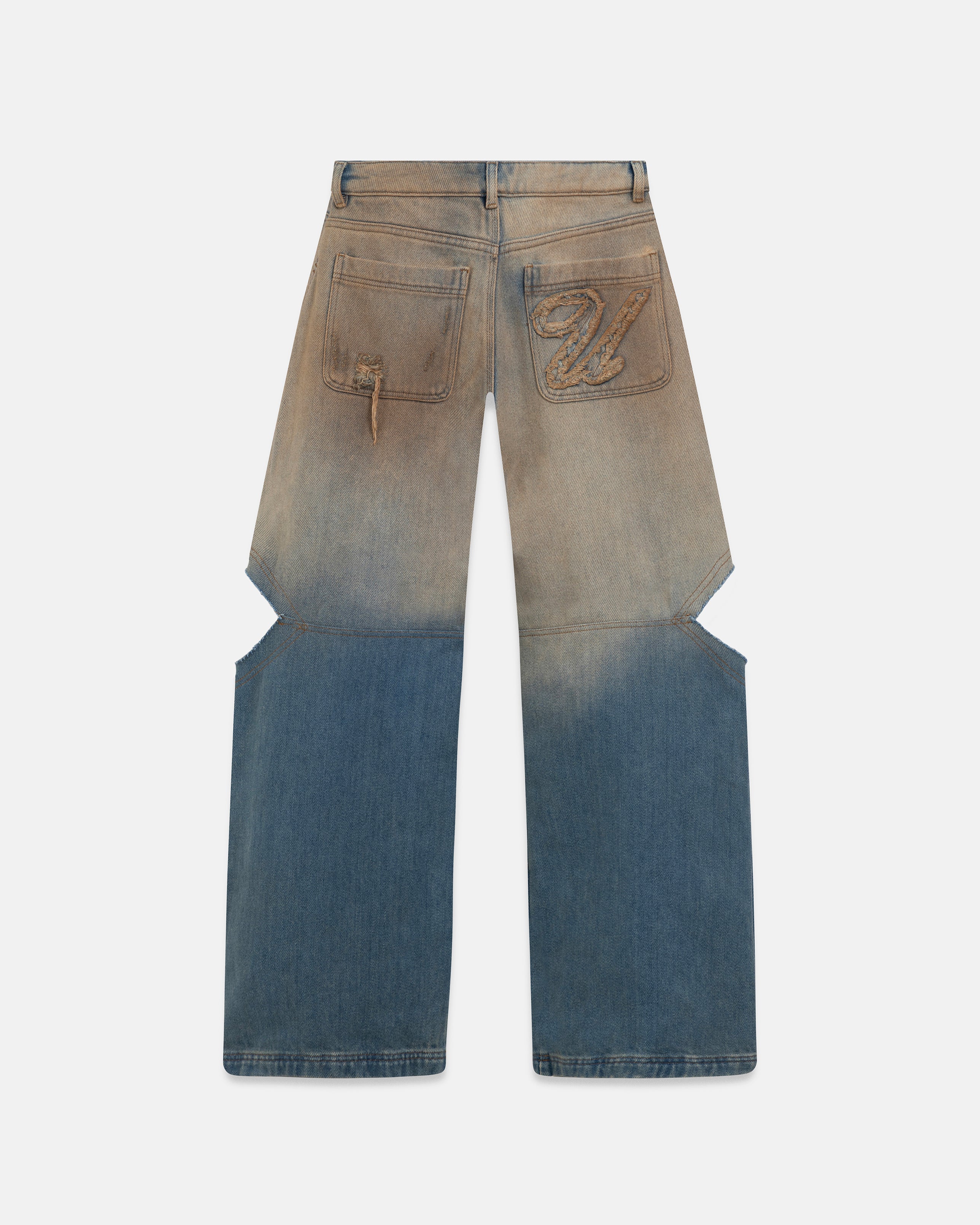 W Holy State Split Knee Wide Jeans Sand Blue