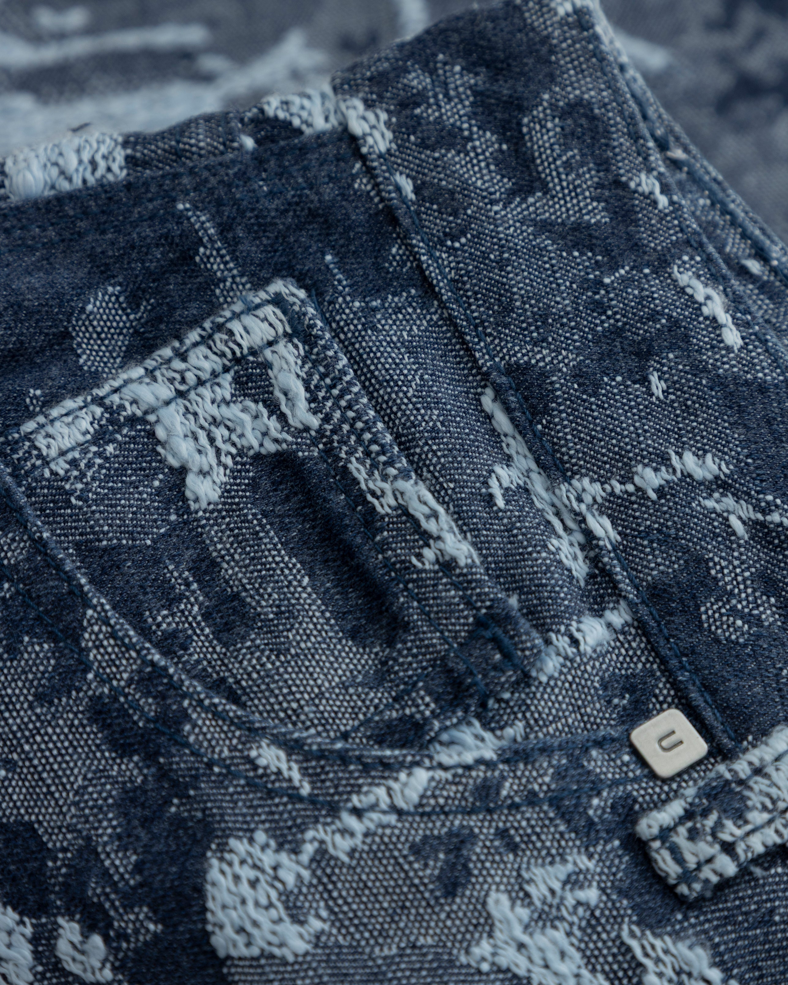 W Capsule Basic Jacquard Wide Jeans Cammo Blue