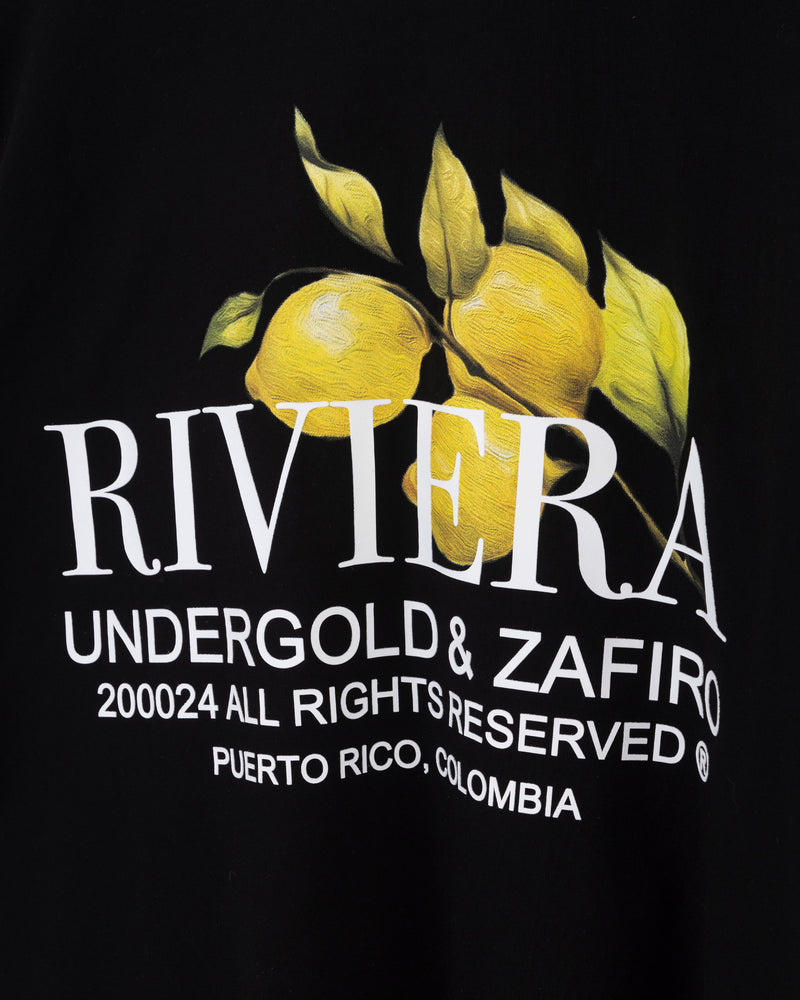 Riviera Lemon Tree Boxy Tshirt Black