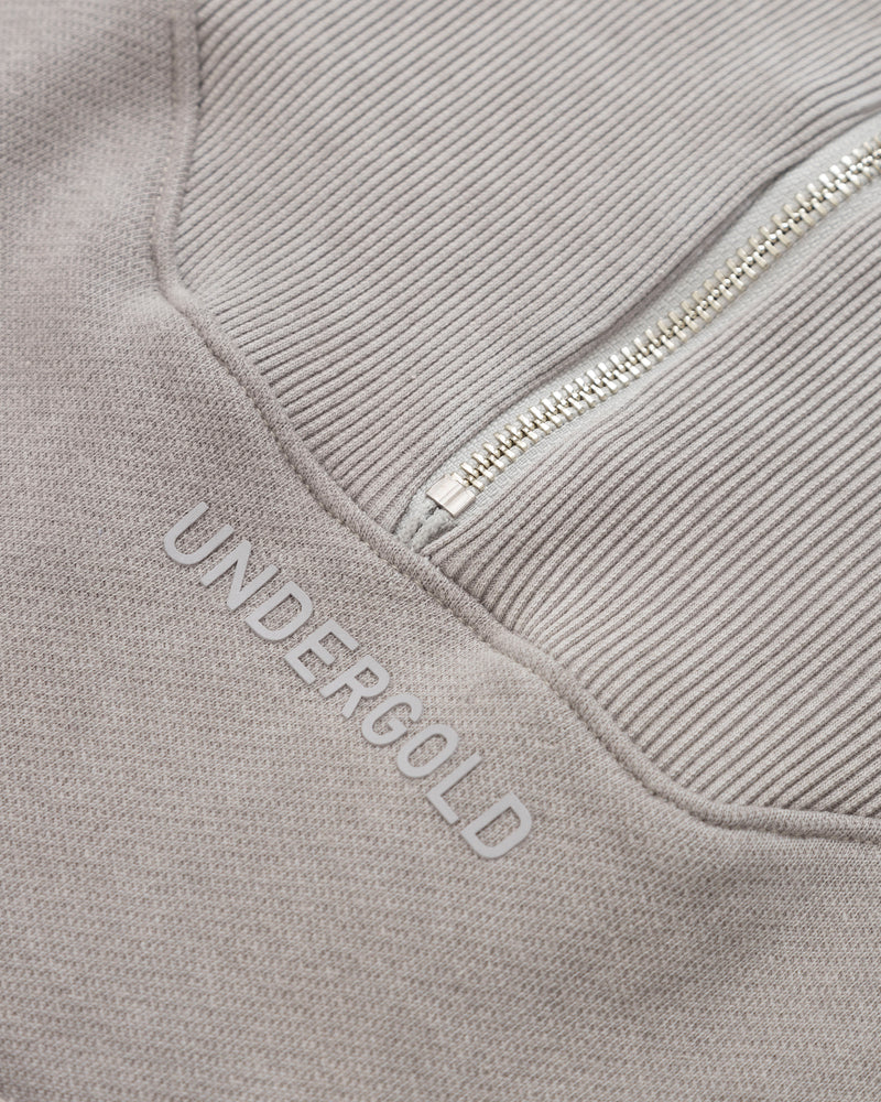 Line Logo Cropped Zip up Crewneck Washed Gray