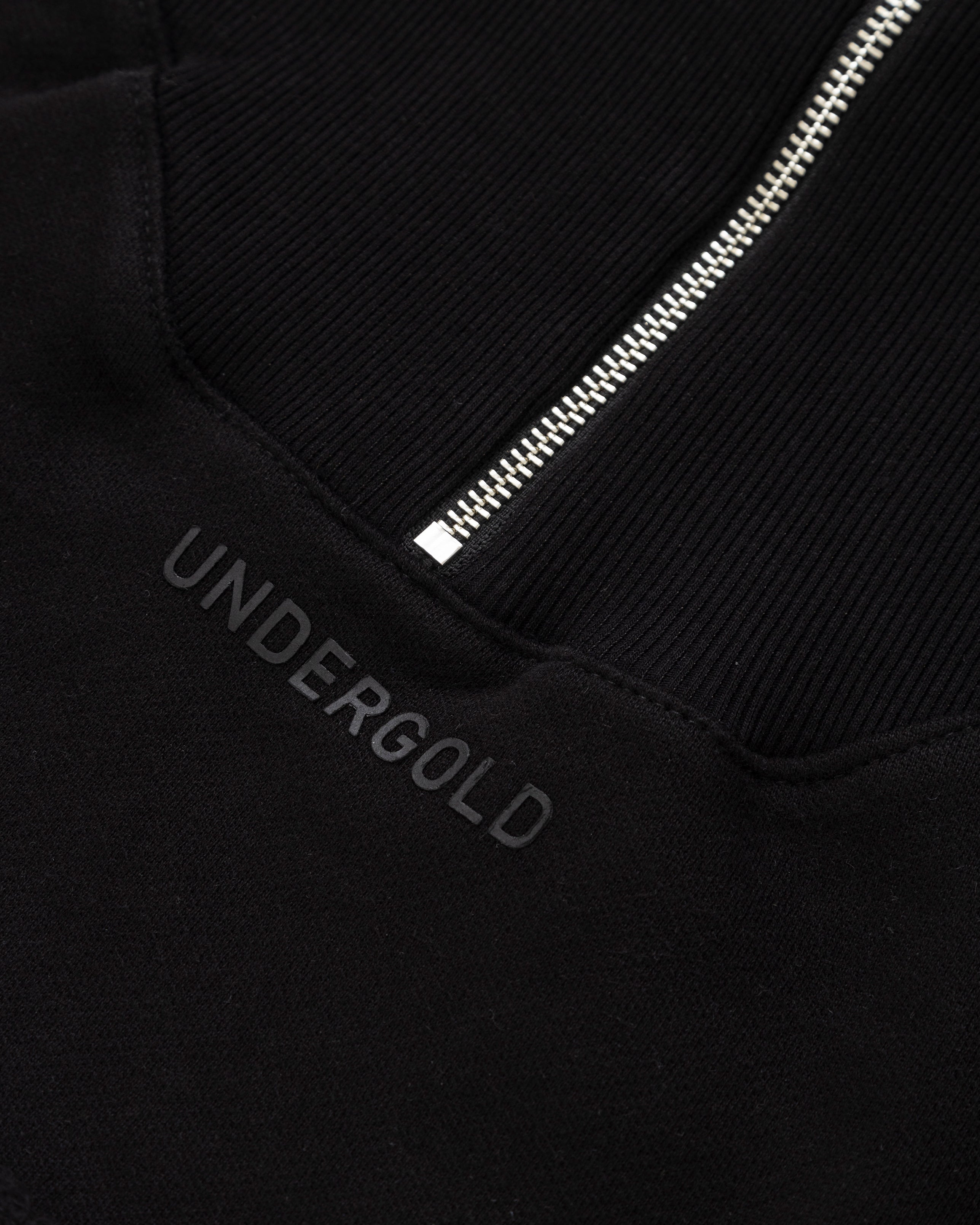 Line Logo Cropped Zip up Crewneck Black