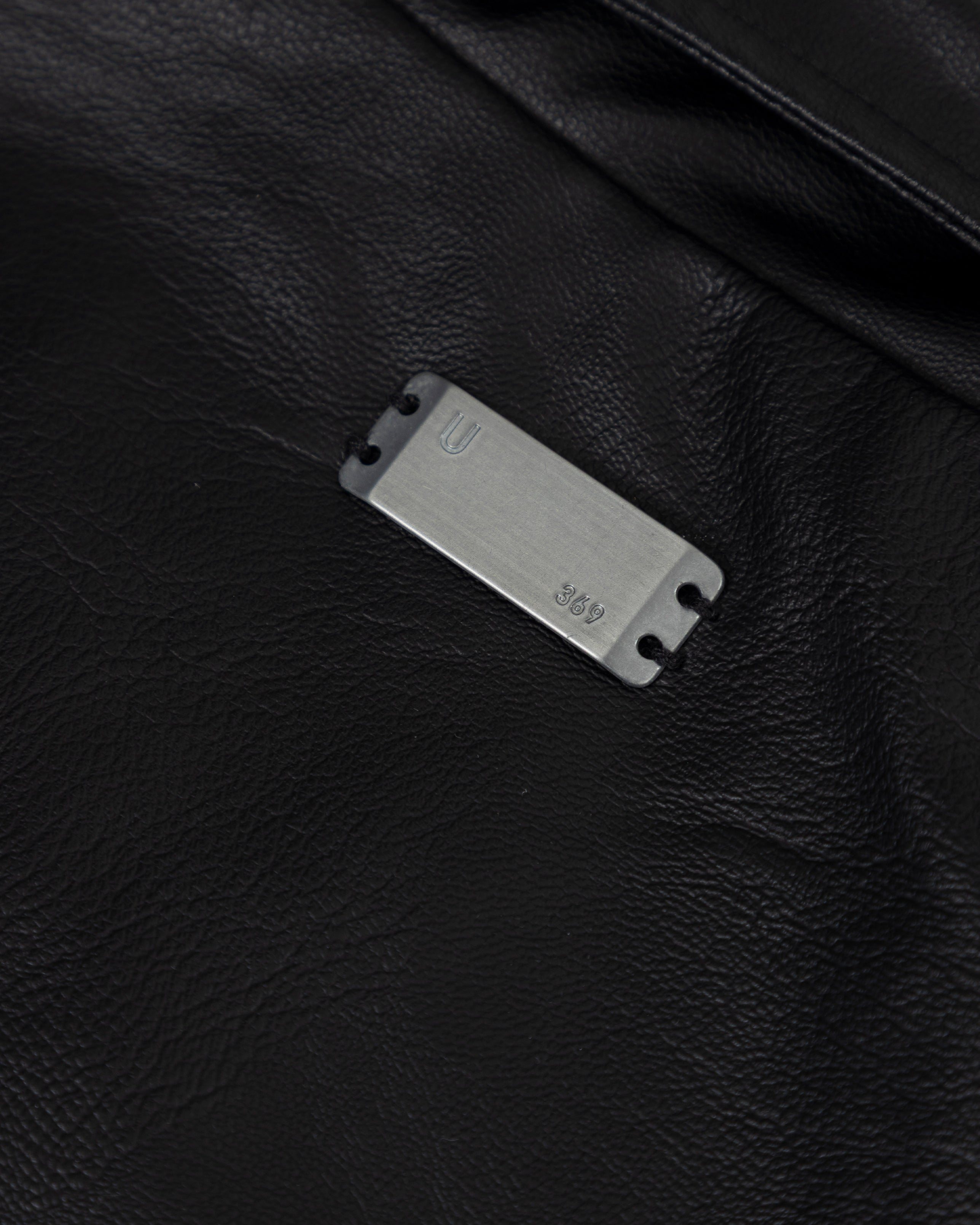 W 94' Worn Logo Pleather Aviator Jacket Black