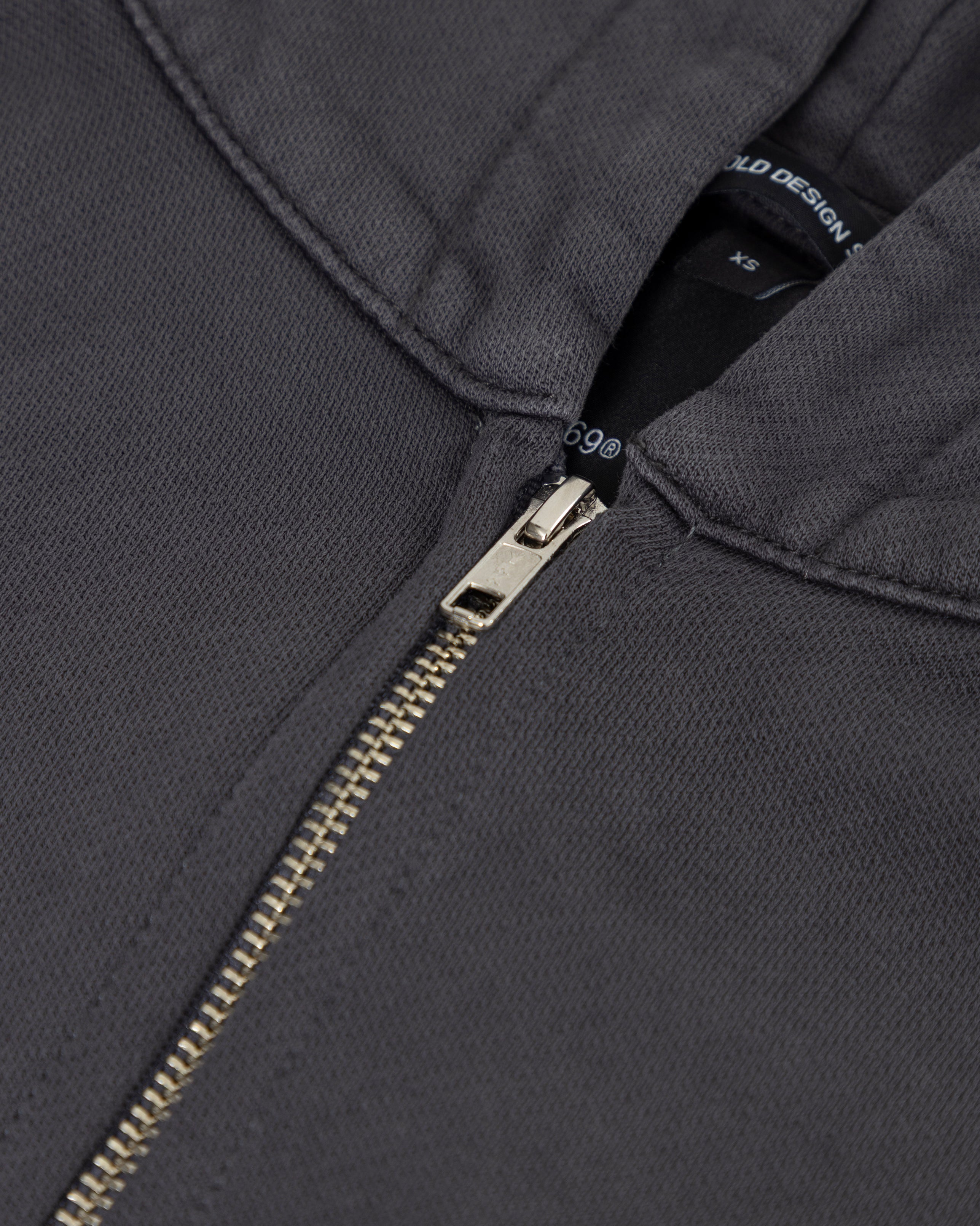 Line Basic Boxy Fit Zip Up Hoodie Dark Gray