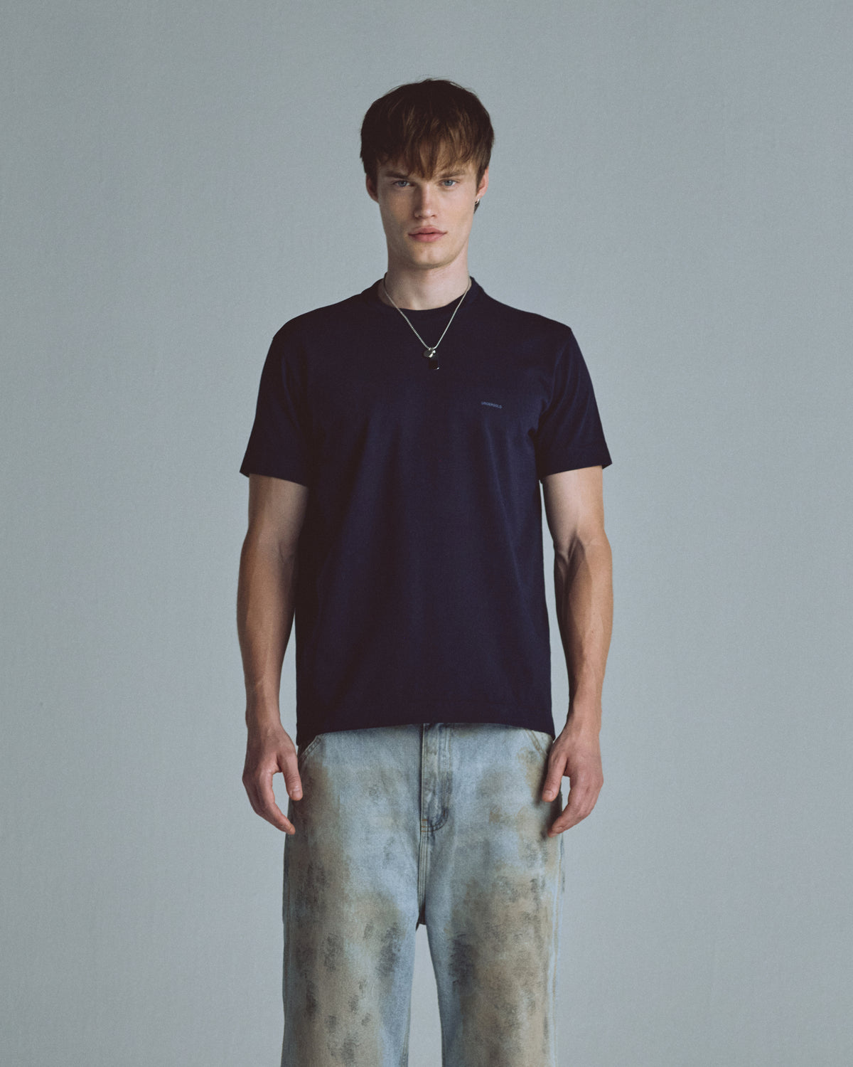 Basics Tiny Logo Regular Fit Tshirt Navy Blue