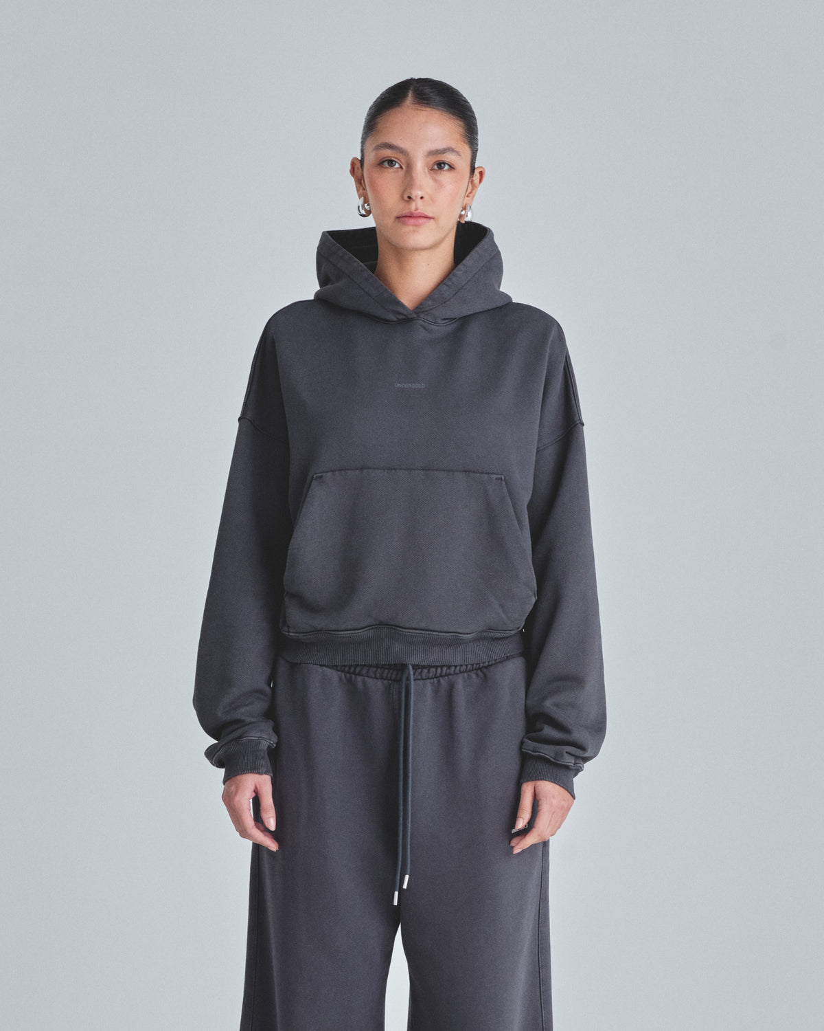 W Line Basic Boxy Fit Hoodie Dark Gray