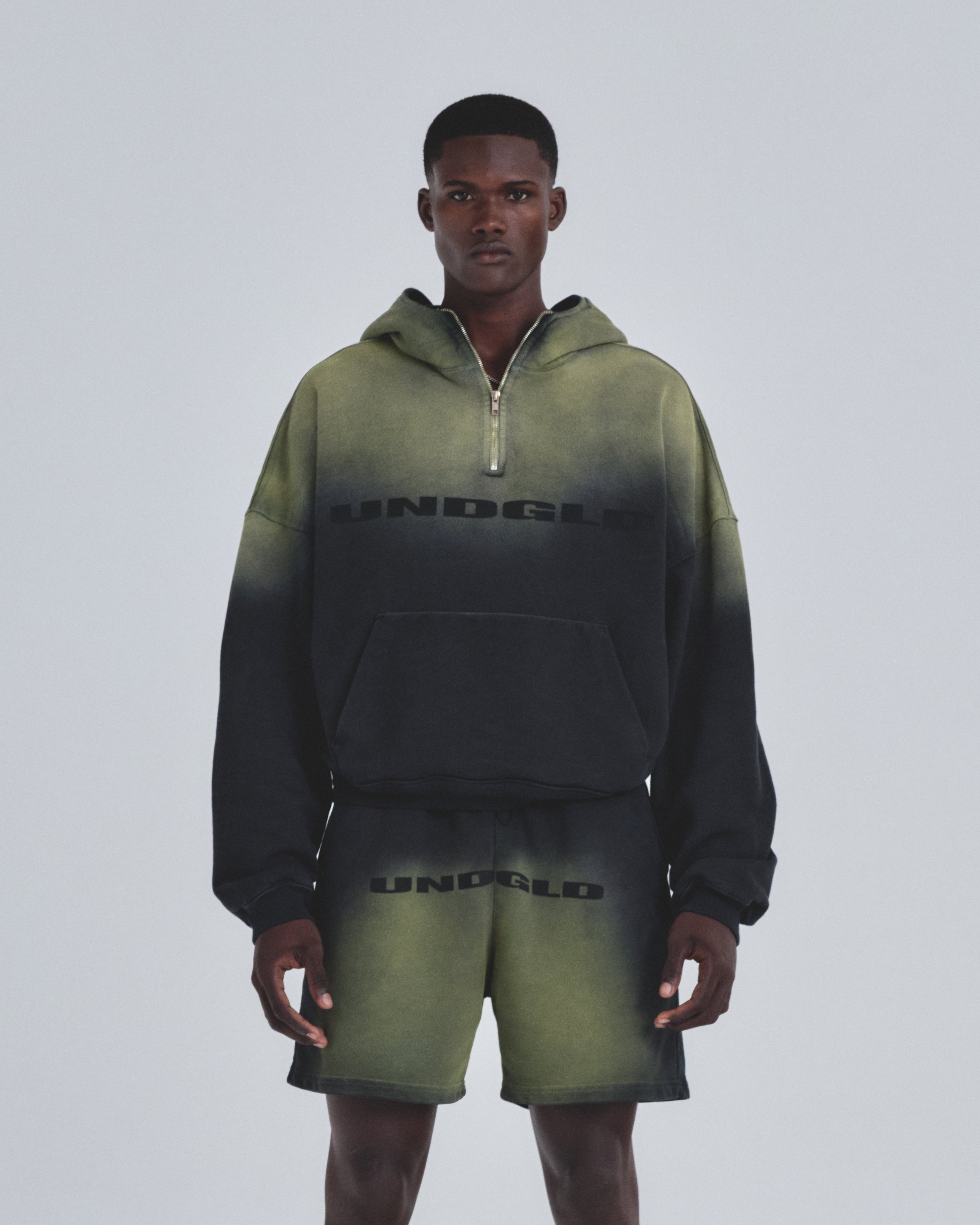 Holy State UNDGLD Half Zip Up Boxy Fit Hoodie Black / Yellow