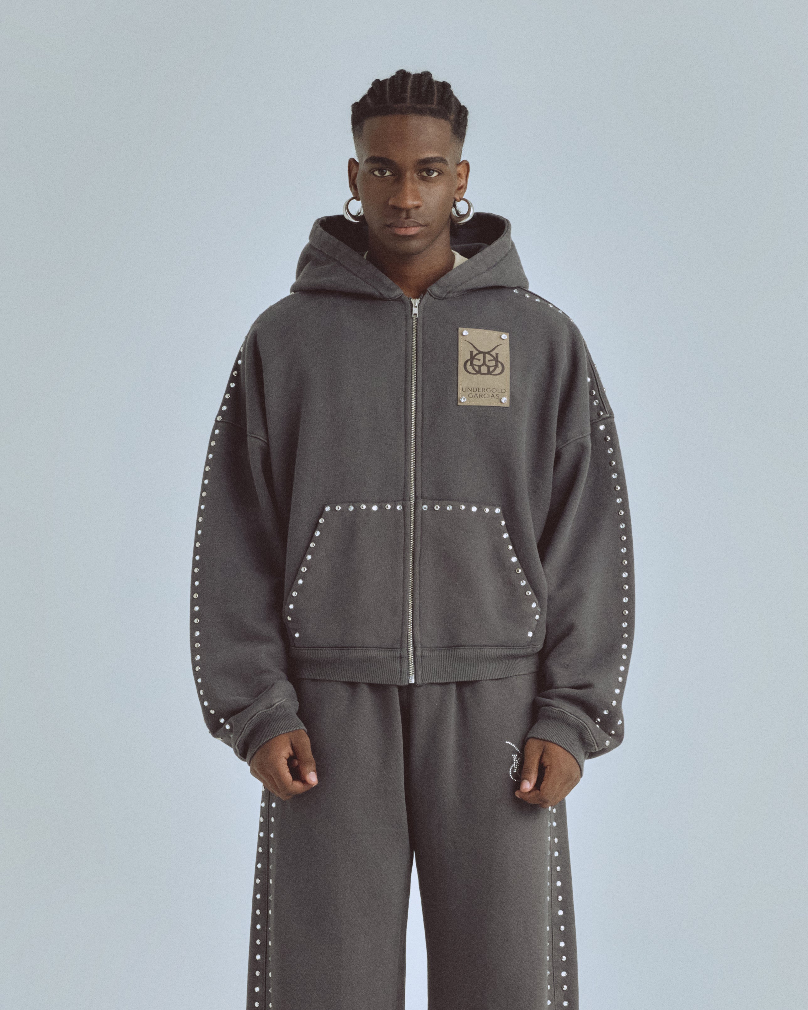 Santa Unión Basic Zip Up Hoodie Vintage Gray