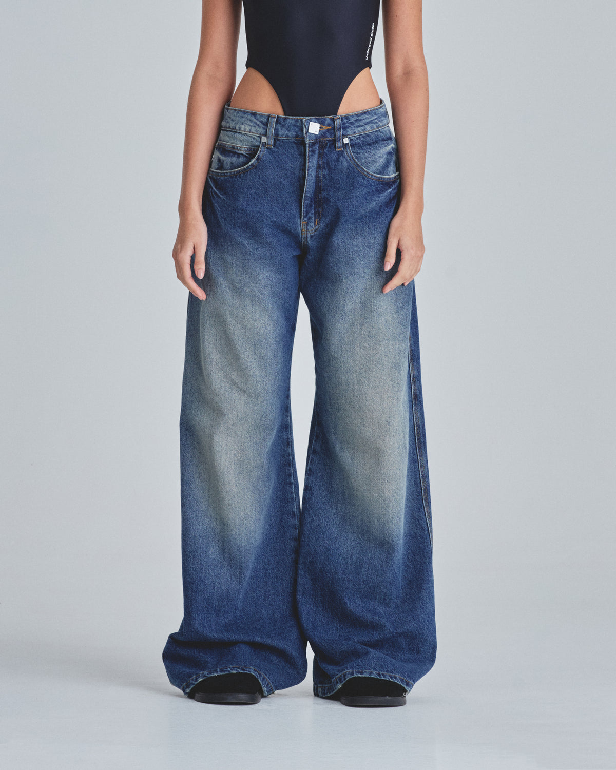 W Line Basic Wide Jeans Mid Blue