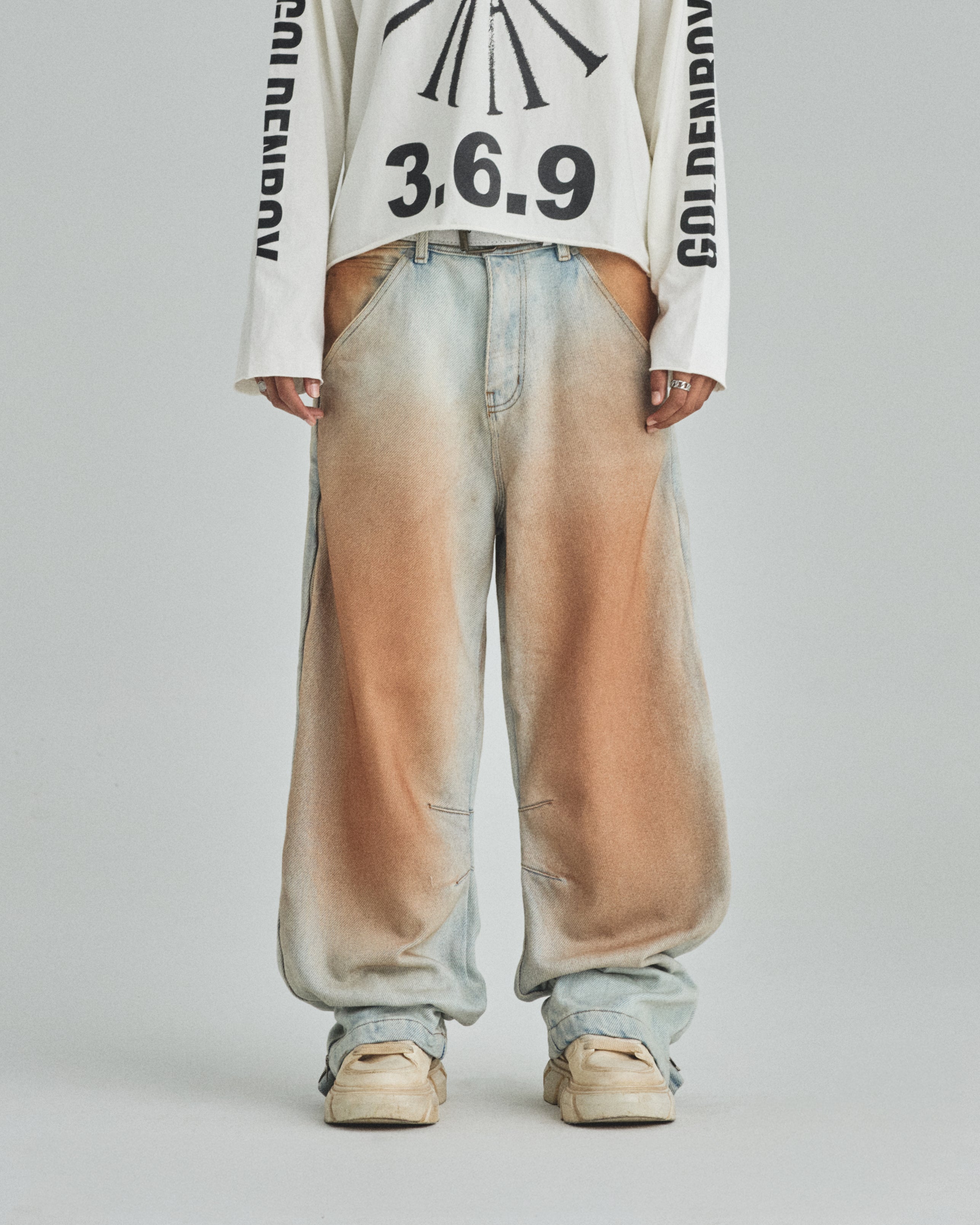 Spring UNDRGLD Zip Up Wide Jeans Brown