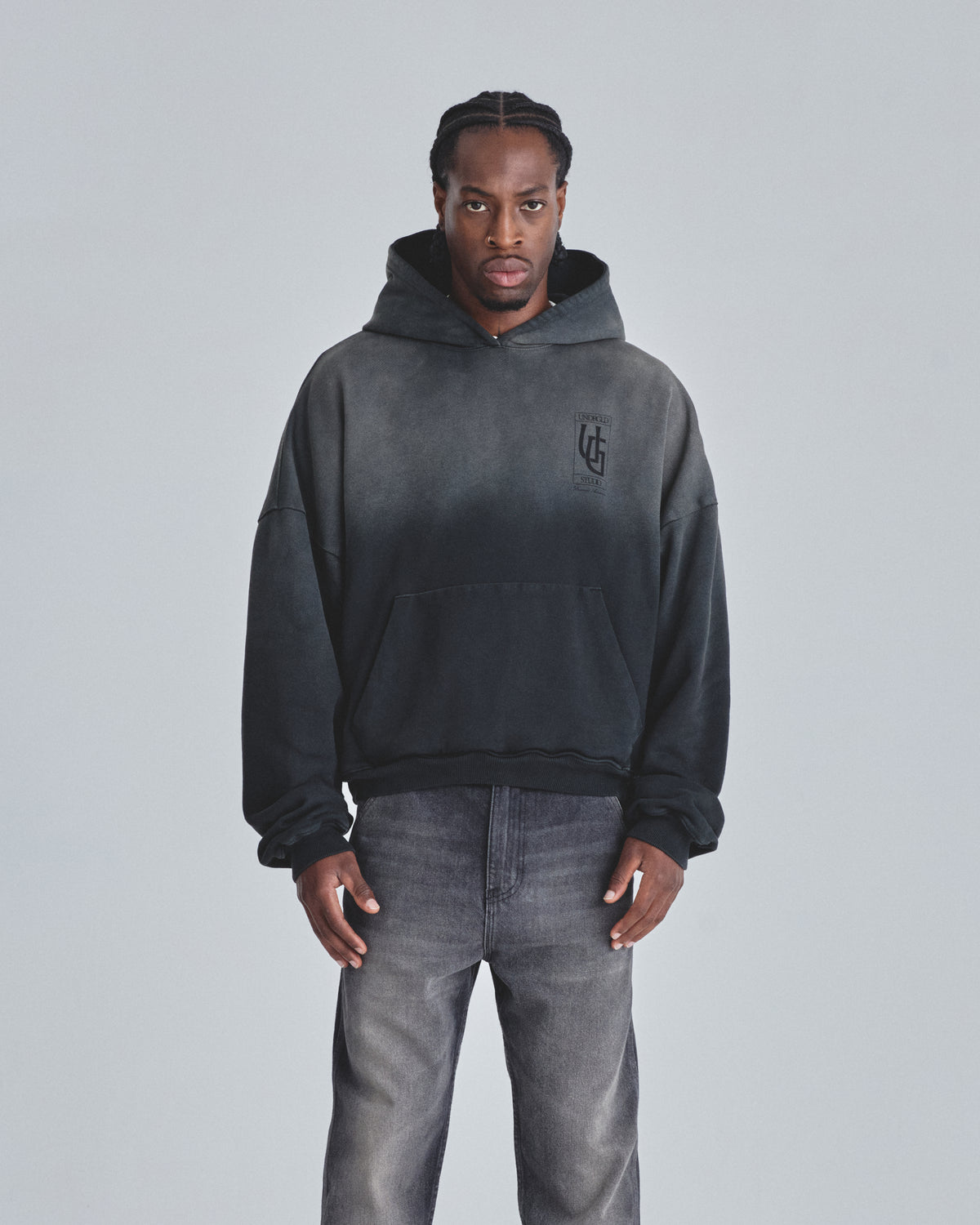 Hoodie Line UG Frame Boxy Fit Faded Black