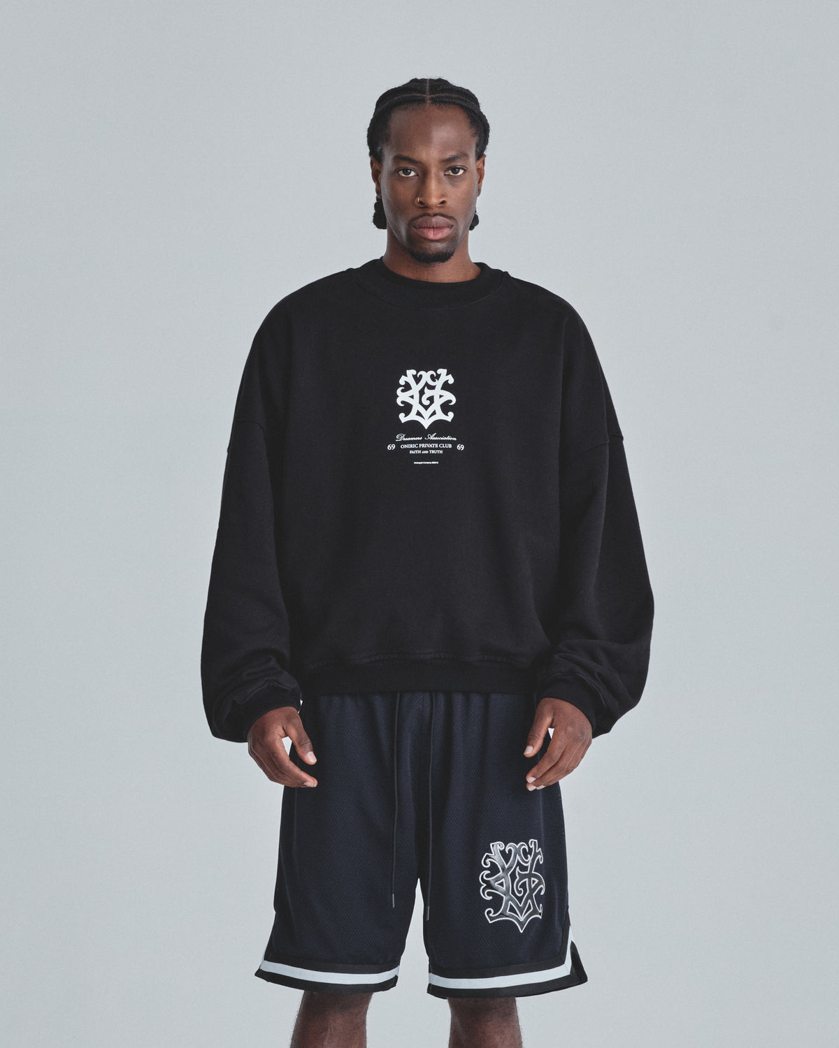 Line UG Monogram Boxy Fit Crewneck Black