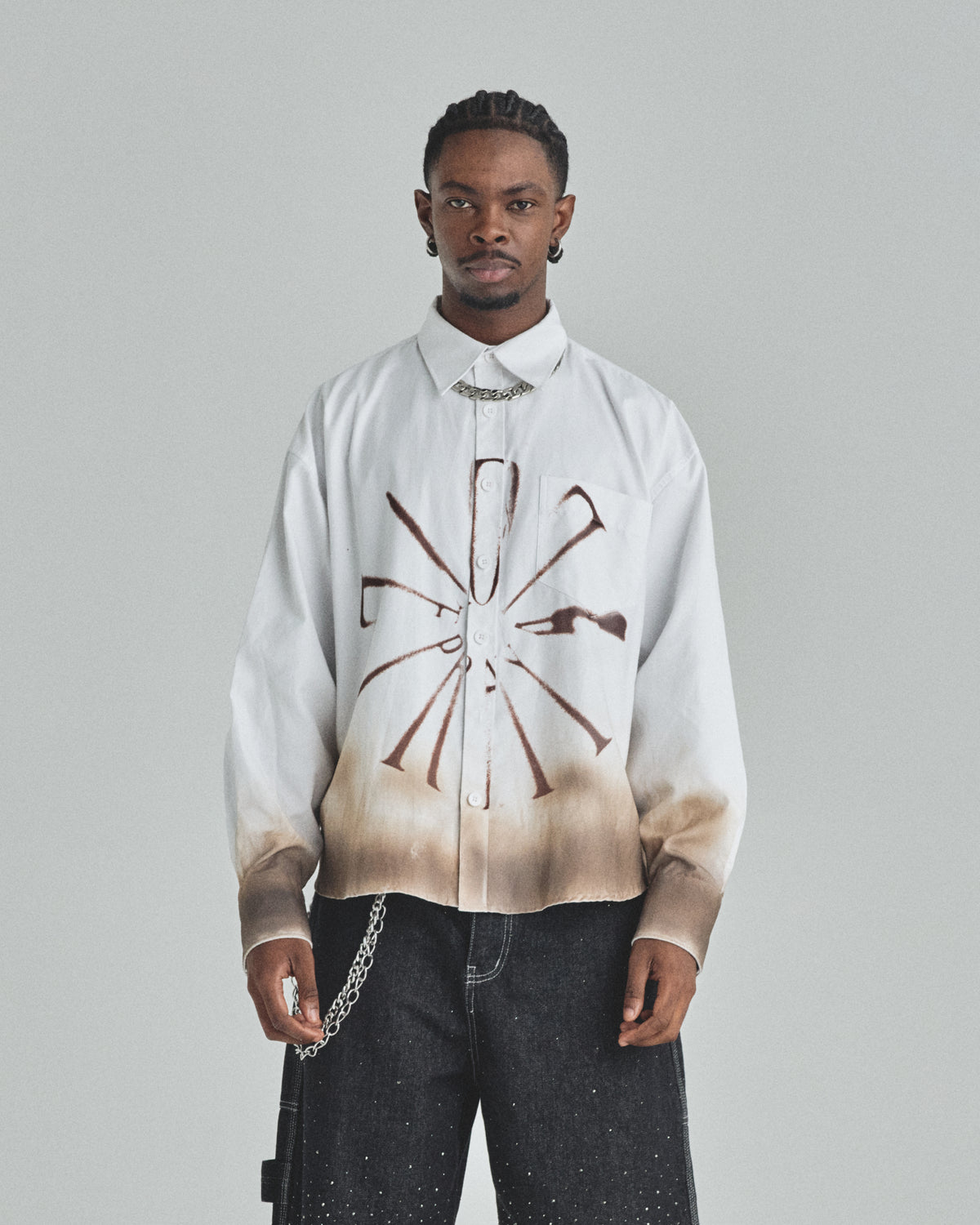 Spring Pray 4 Love Boxy Fit Long Sleeve Shirt Burnt White
