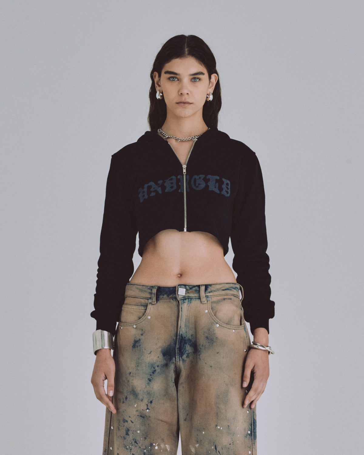 W 94' UNDRGLD Zip Up Slim Fit Hoodie Black