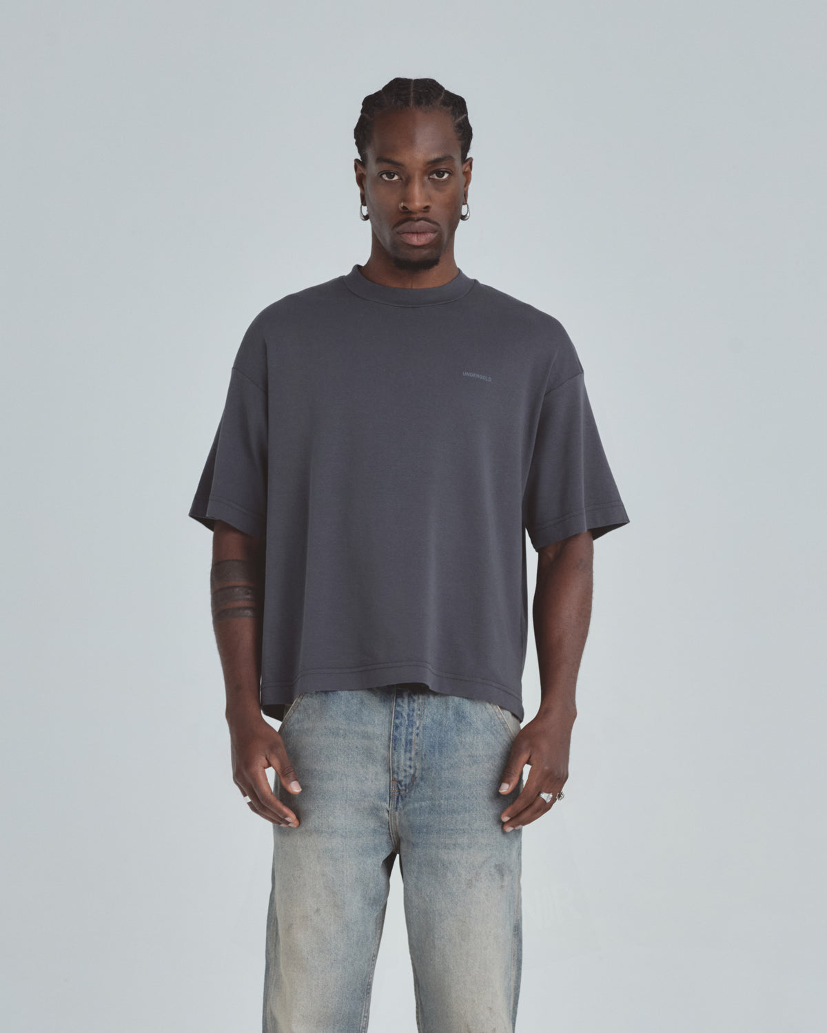 Line Basic Boxy Fit Tshirt Dark Gray