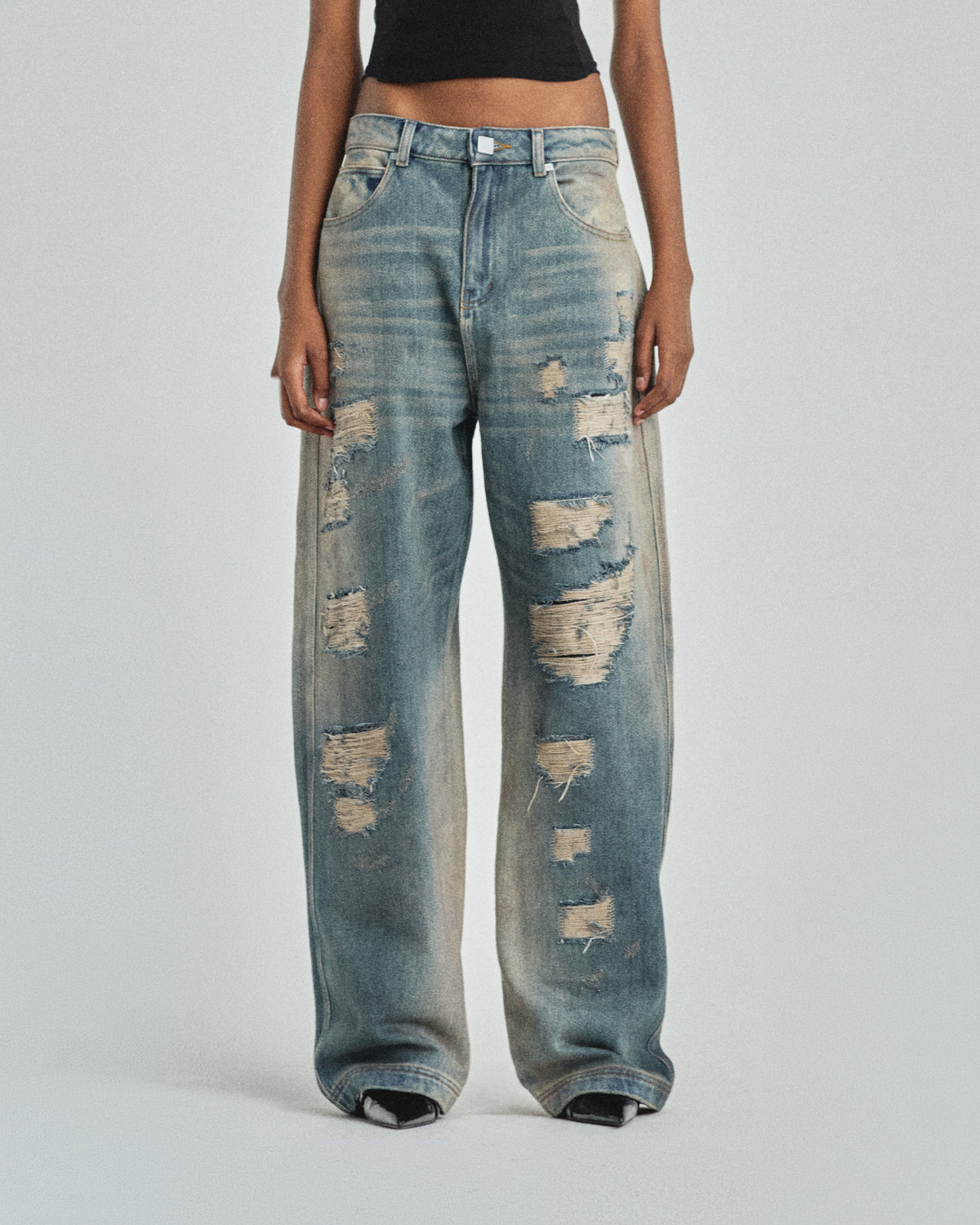 W Pilgrimage Undergold Department Ripped Boyfriend Jean Dirty Blue